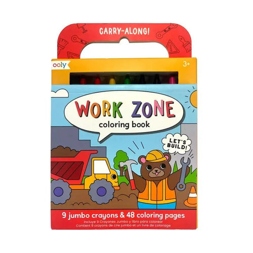 Ooly Carry Along Crayons & Coloring Book Kit - Work Zone - Flying Ryno
