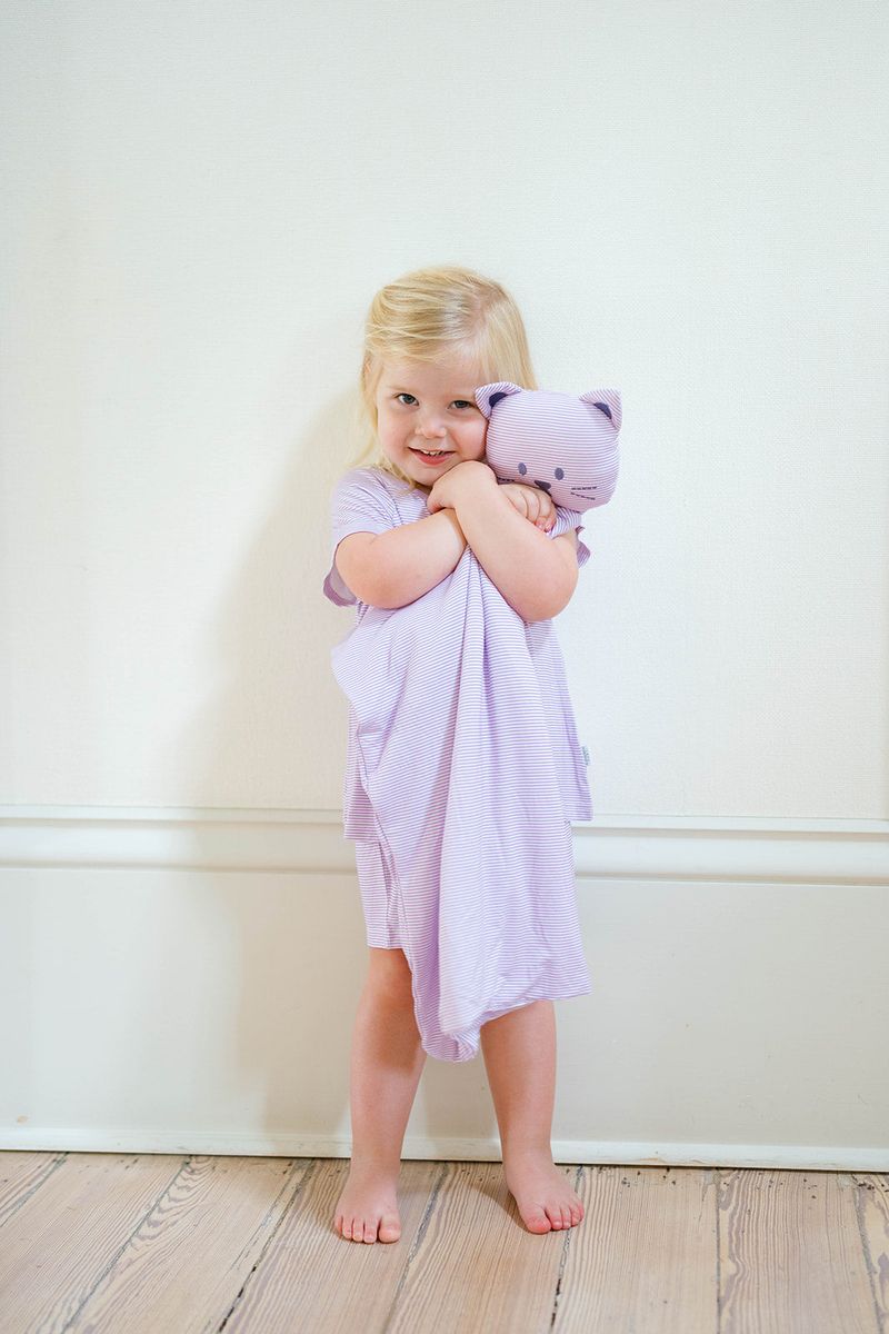 The Uptown Baby Lovey Blanket, Purple Mini-Stripe Kitty