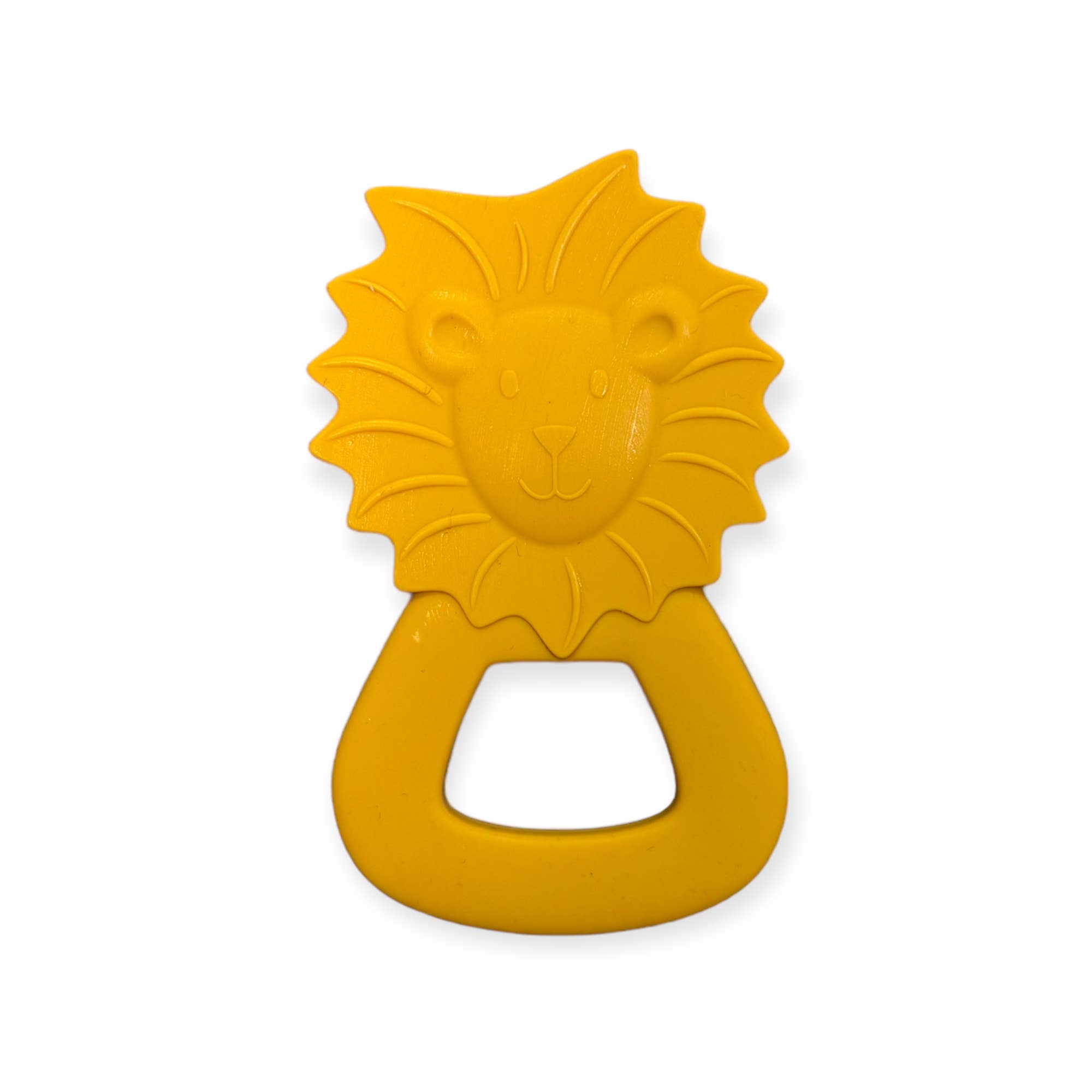 Three Hearts All Silicone Lion Teething Ring, Gold