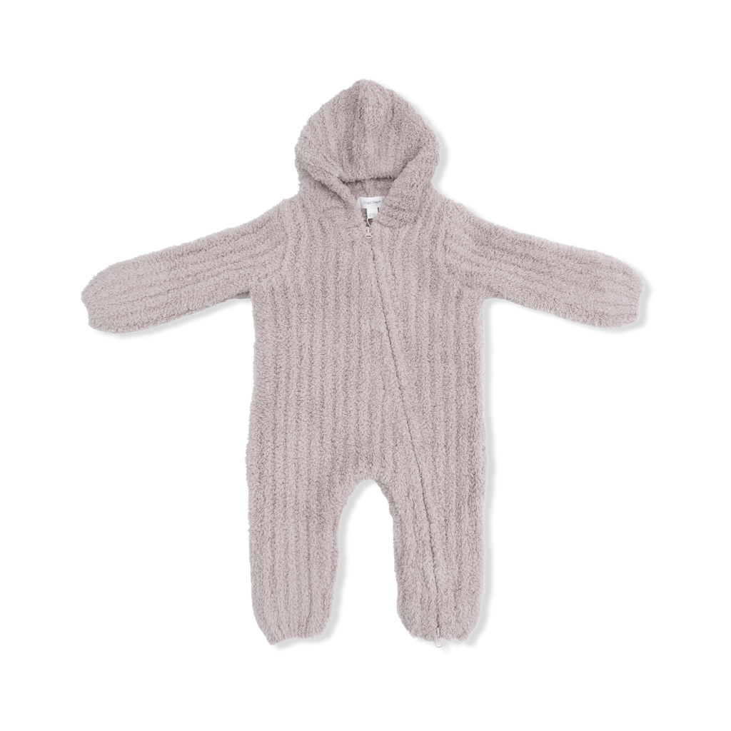 Angel Dear Stone Hooded Romper with Striped Texture, Chenille