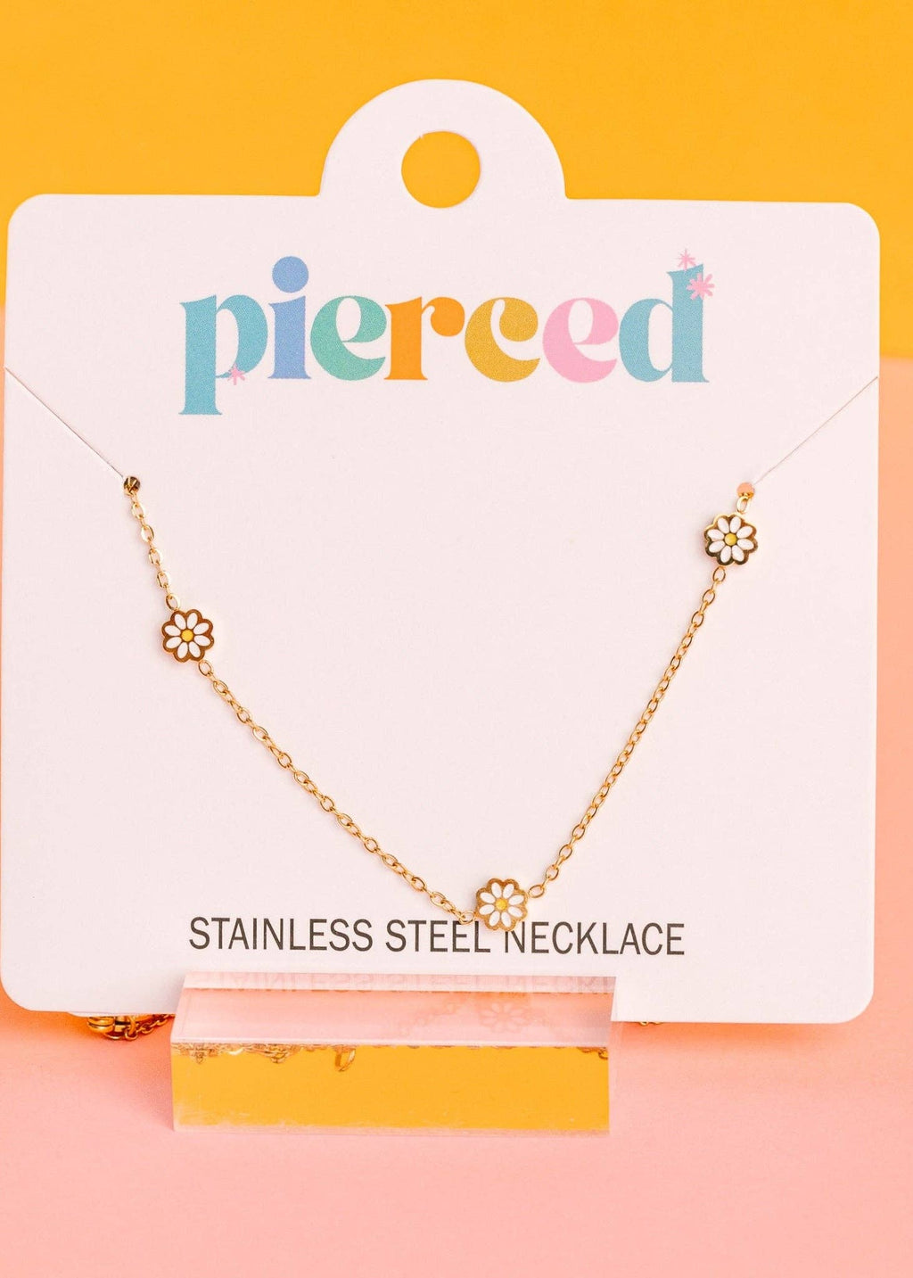 Pierced Co White Daisy Necklace