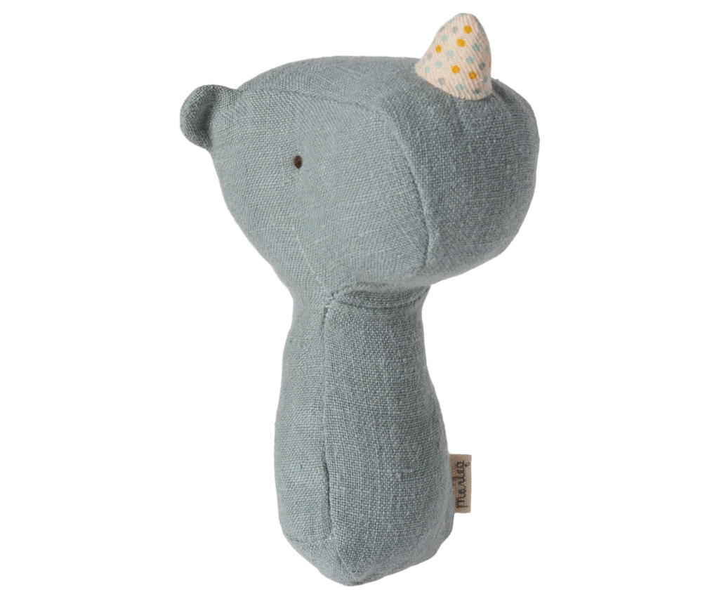 Maileg Lullaby Friends, Rhino Rattle, Dusty Blue