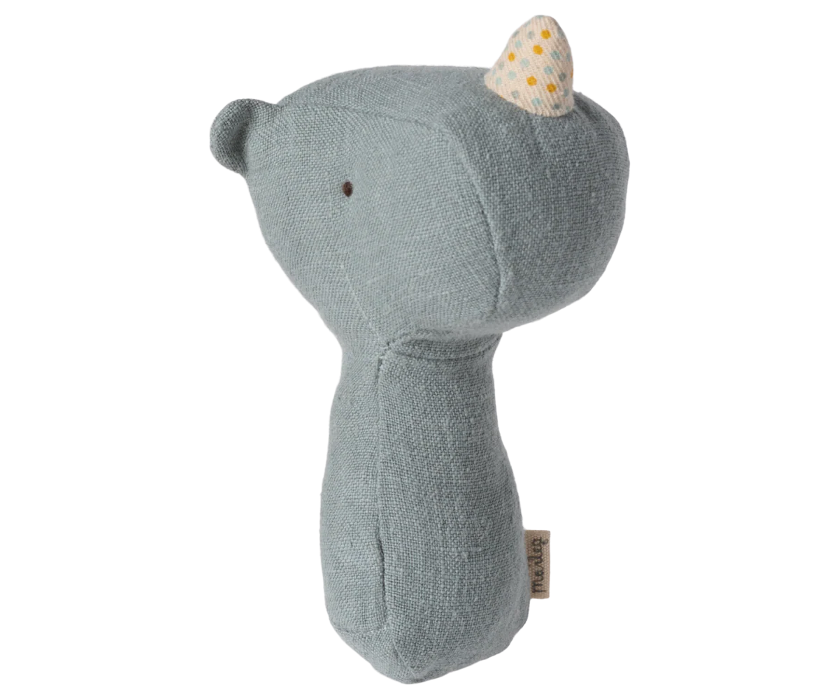 Maileg Lullaby Friends, Rhino Rattle, Dusty Blue