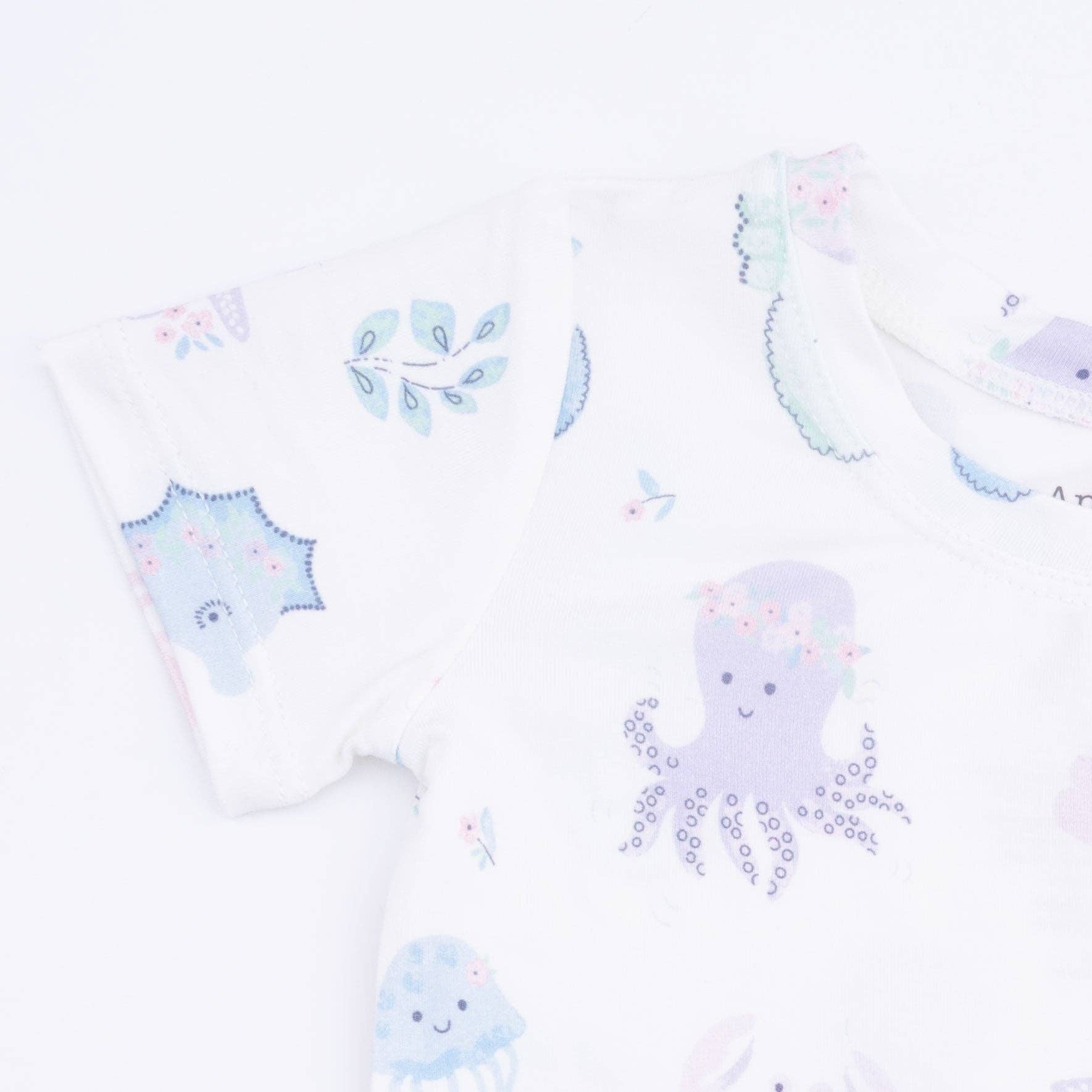 Angel Dear Loungewear Short Set, Floral Sea Creatures