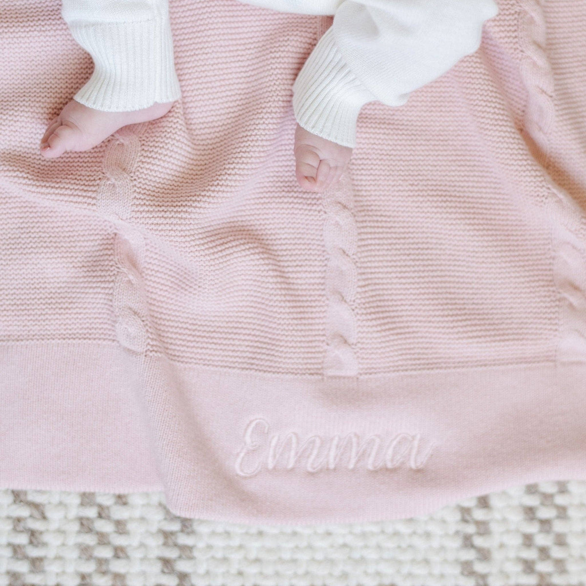 Saranoni Heirloom Cotton Knit Receiving Blanket, Pink