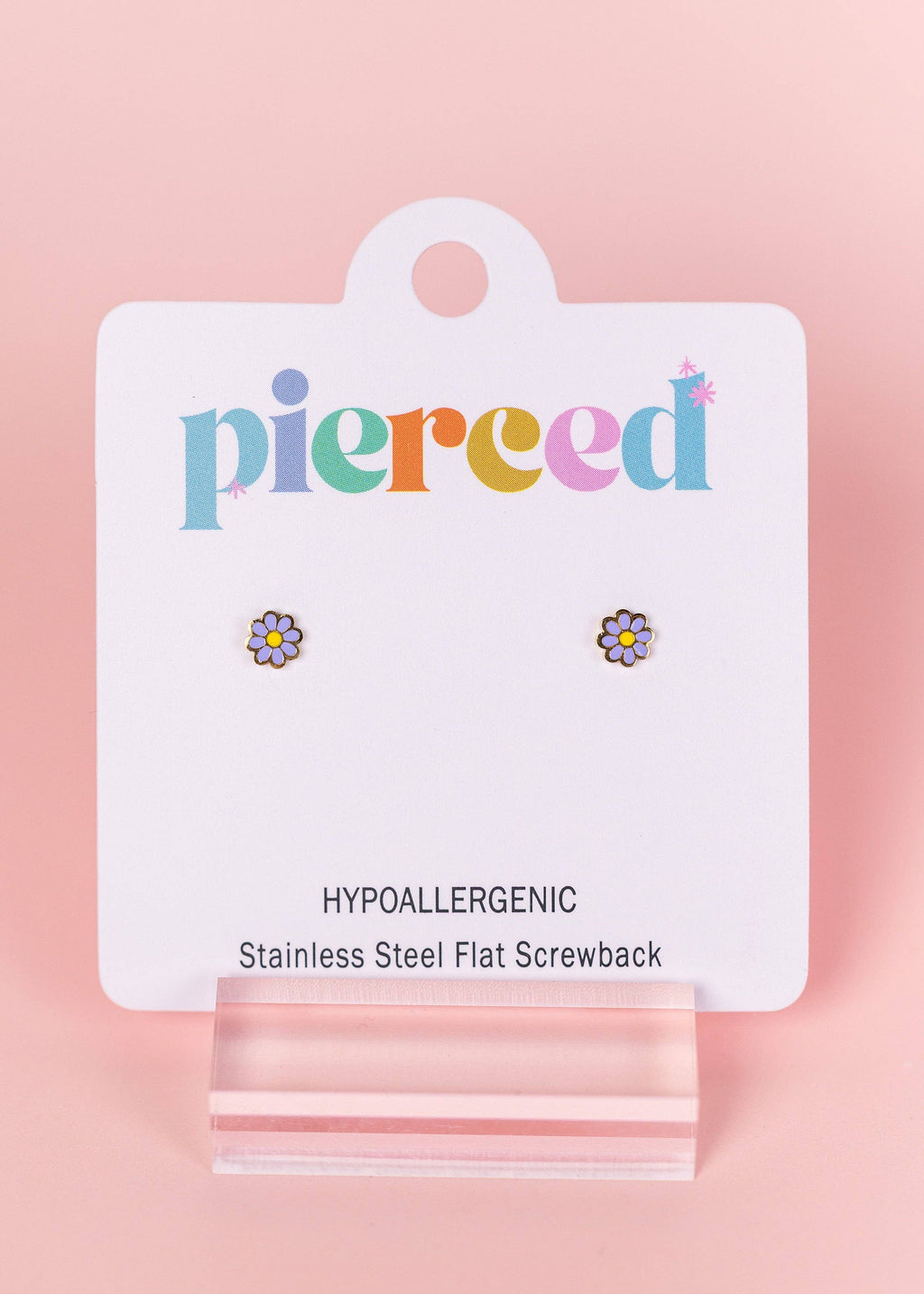 Pierced Co Tiny Periwinkle Daisy Earrings