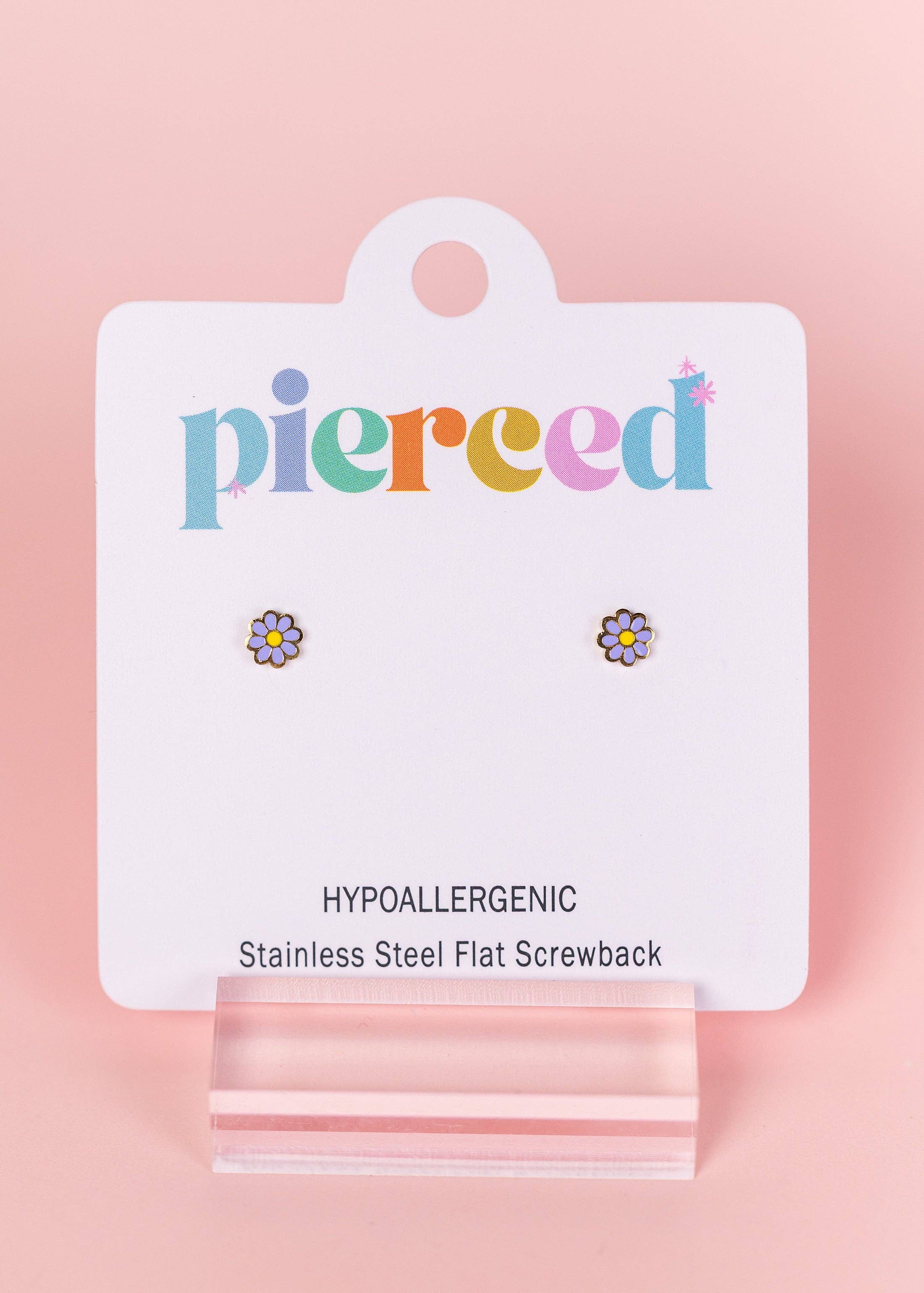 Pierced Co Tiny Periwinkle Daisy Earrings
