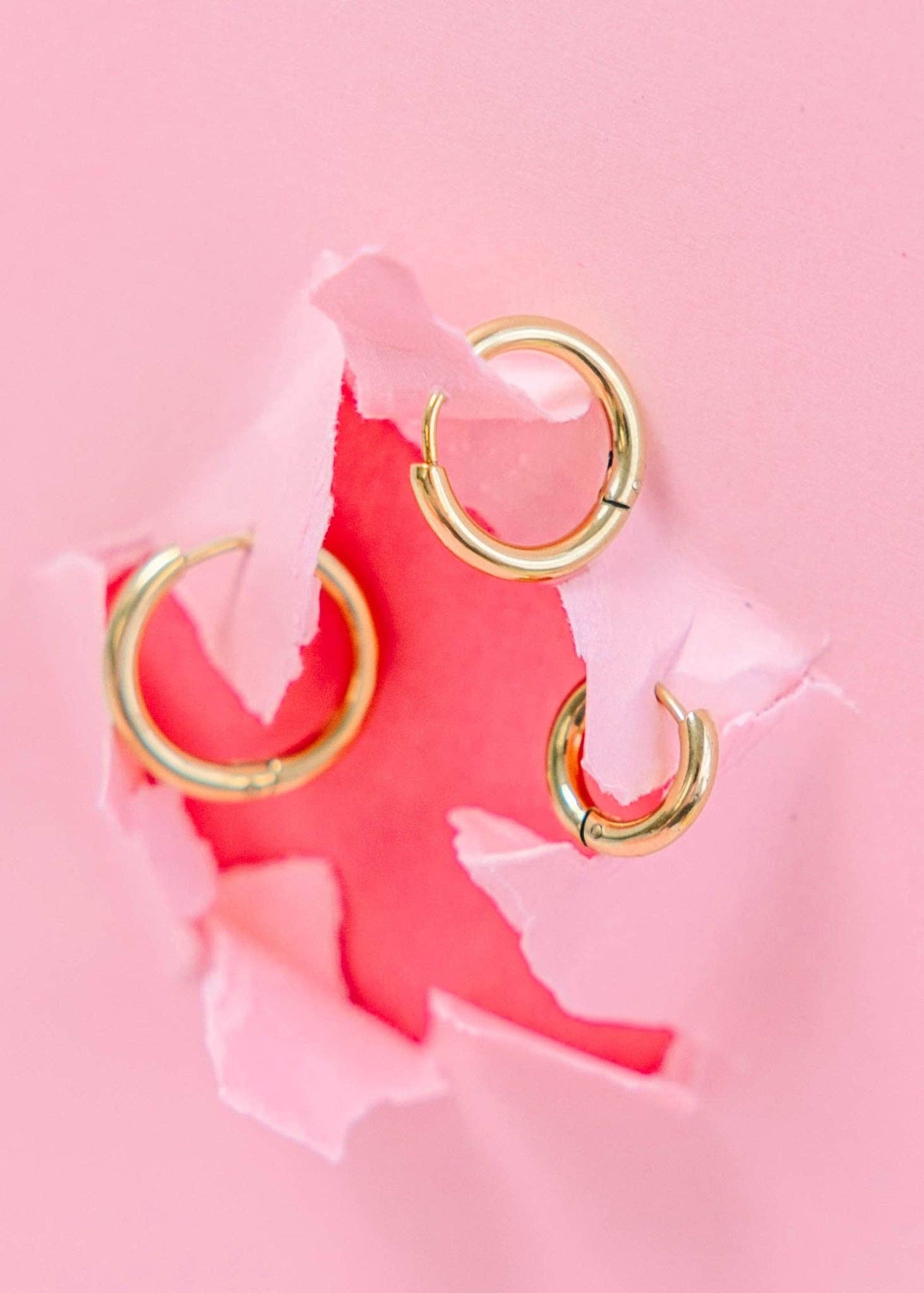 Pierced Co Gold Huggies, 8mm
