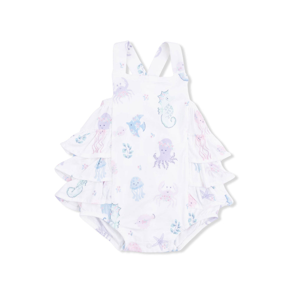 Angel Dear Ruffle Sunsuit, Floral Sea Creatures