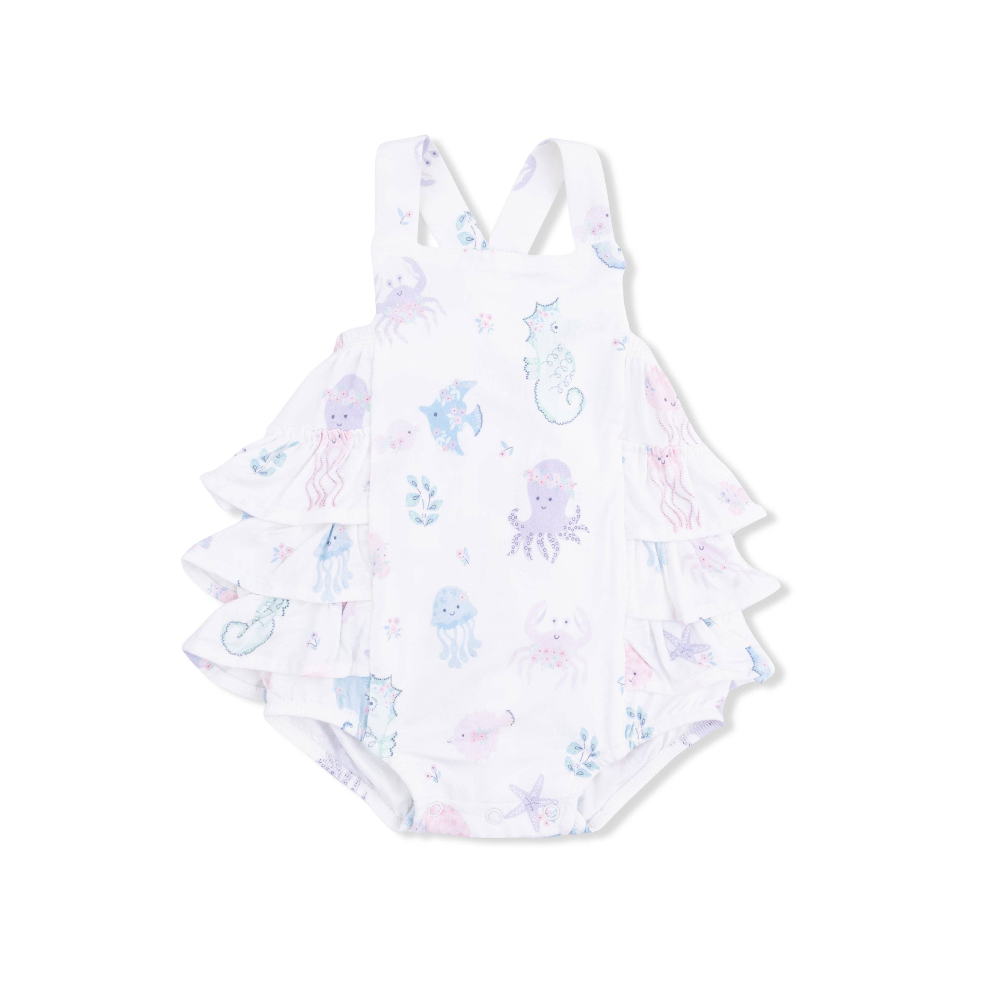 Angel Dear Ruffle Sunsuit, Floral Sea Creatures