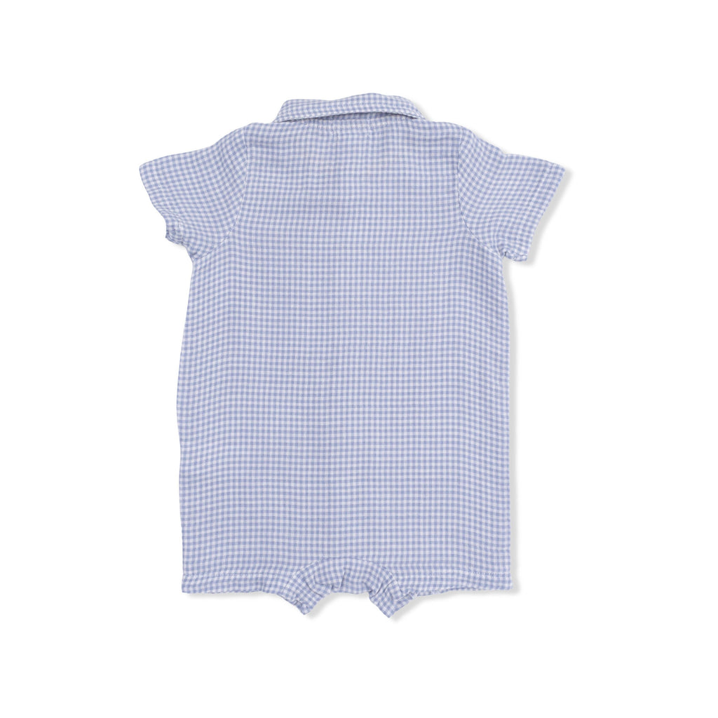 Angel Dear Polo Shortie, Micro Gingham Blue Blizzard