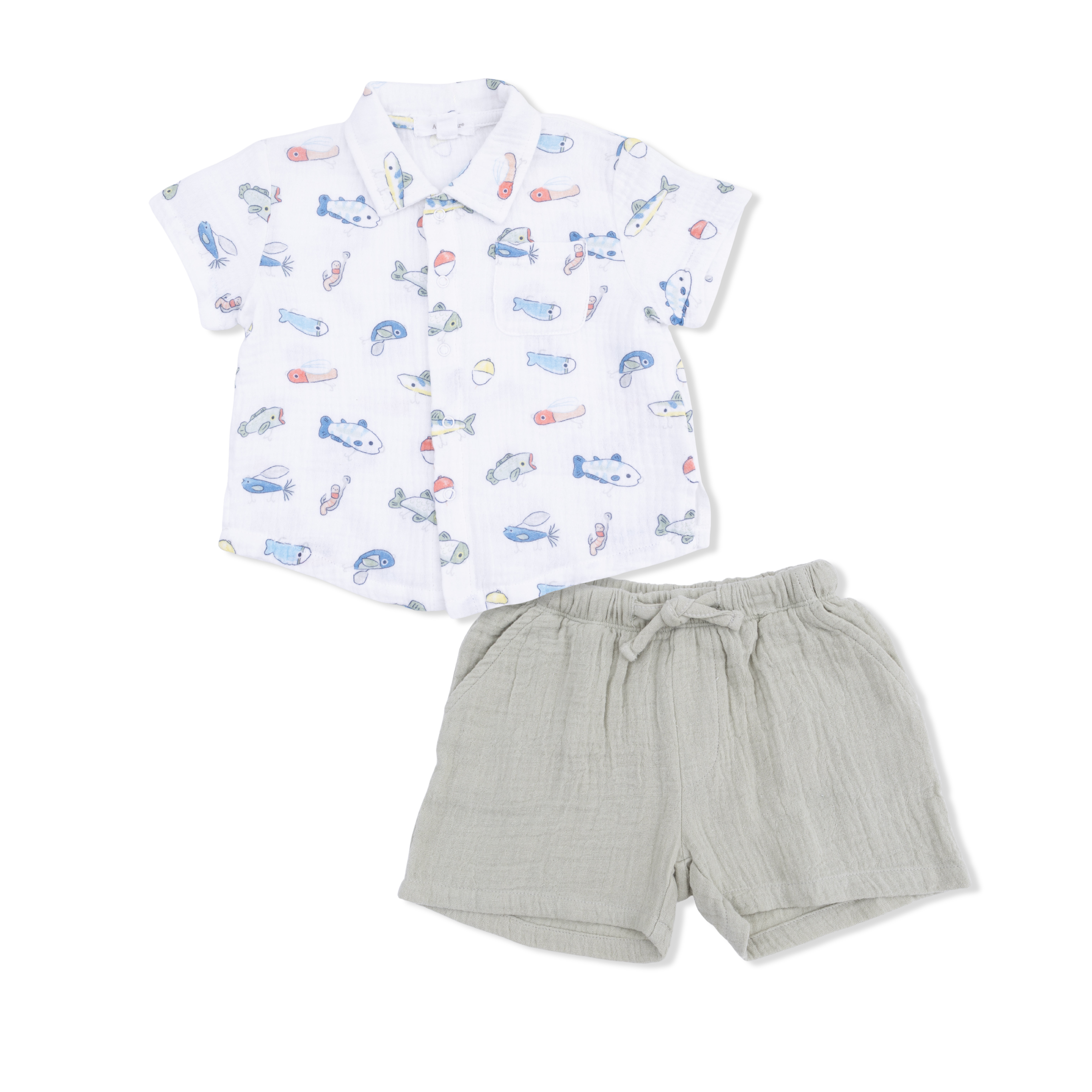 Angel Dear Polo Button Up with Casual Short, Fishing Lures