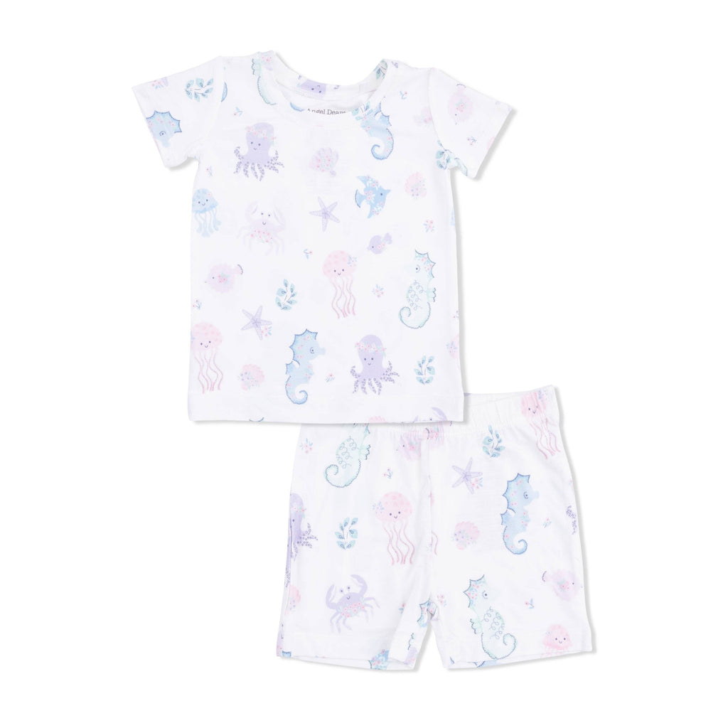 Angel Dear Loungewear Short Set, Floral Sea Creatures