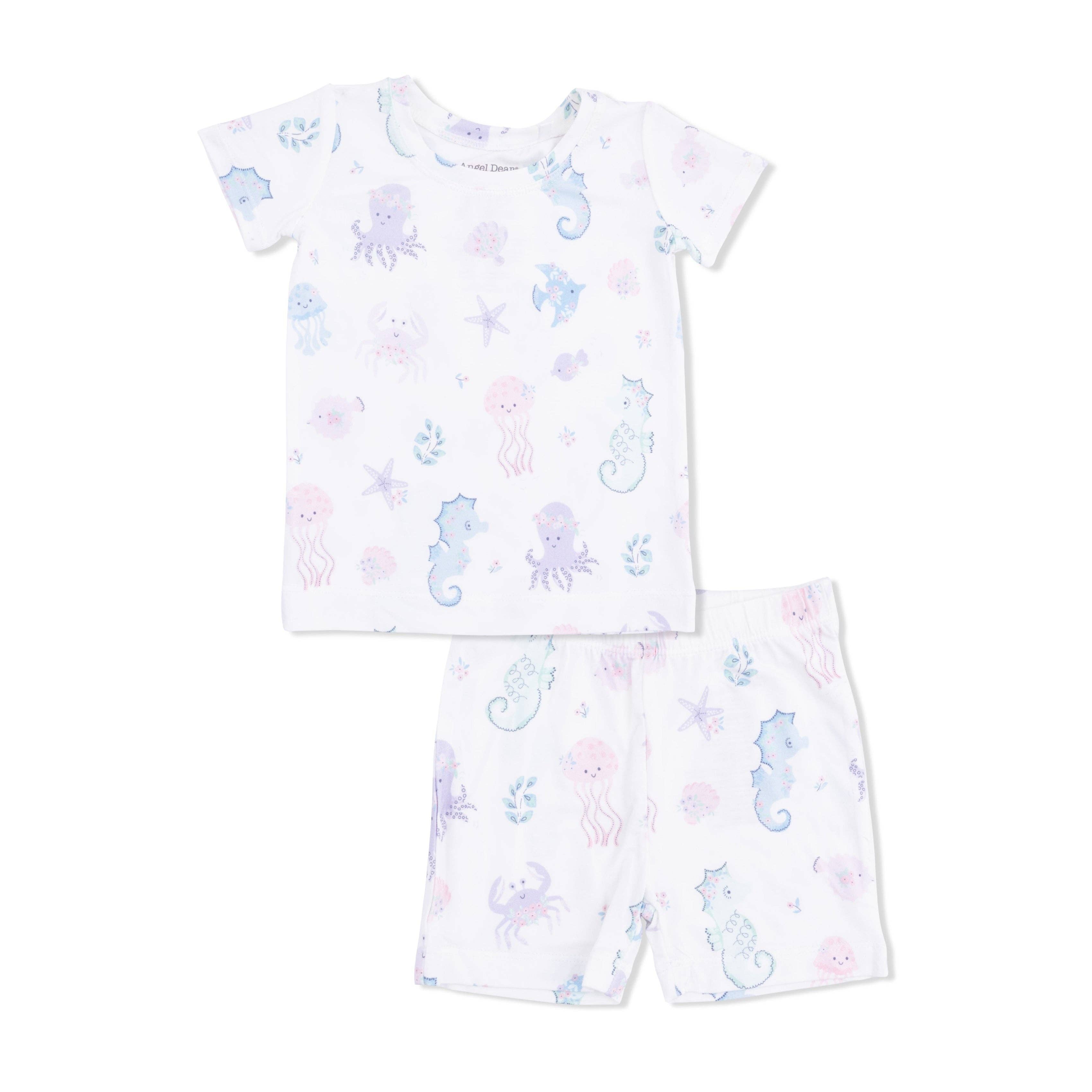 Angel Dear Loungewear Short Set, Floral Sea Creatures