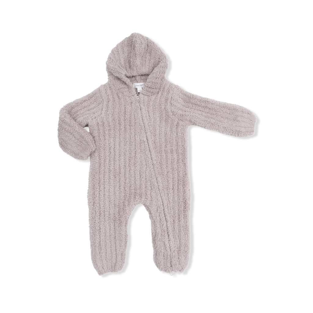 Angel Dear Stone Hooded Romper with Striped Texture, Chenille