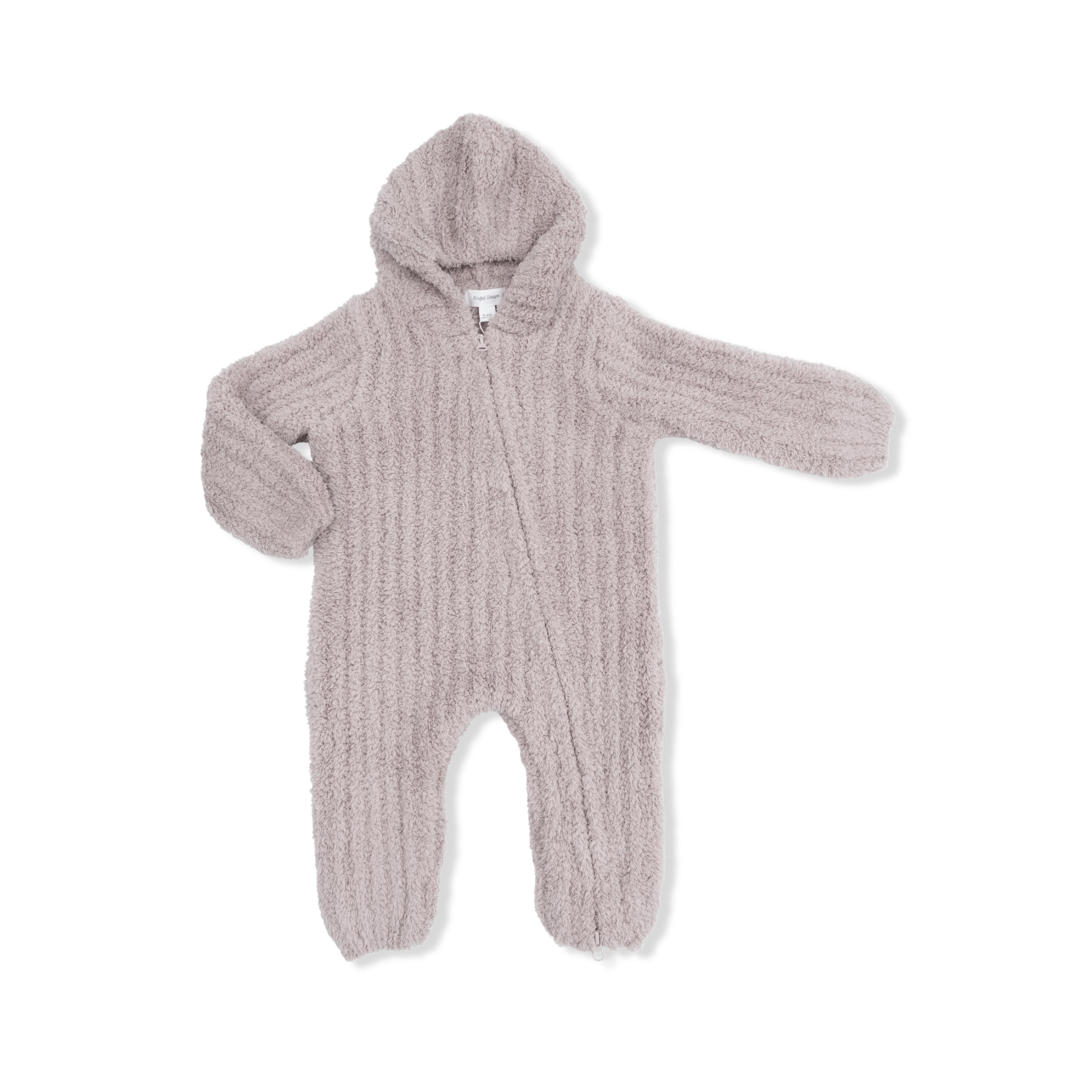 Angel Dear Stone Hooded Romper with Striped Texture, Chenille