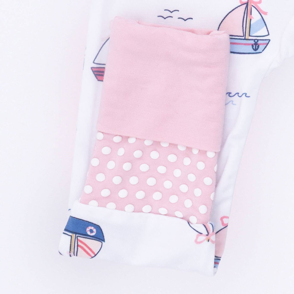 Angel Dear Convertible Romper, Bubbly Sailboats, Pink