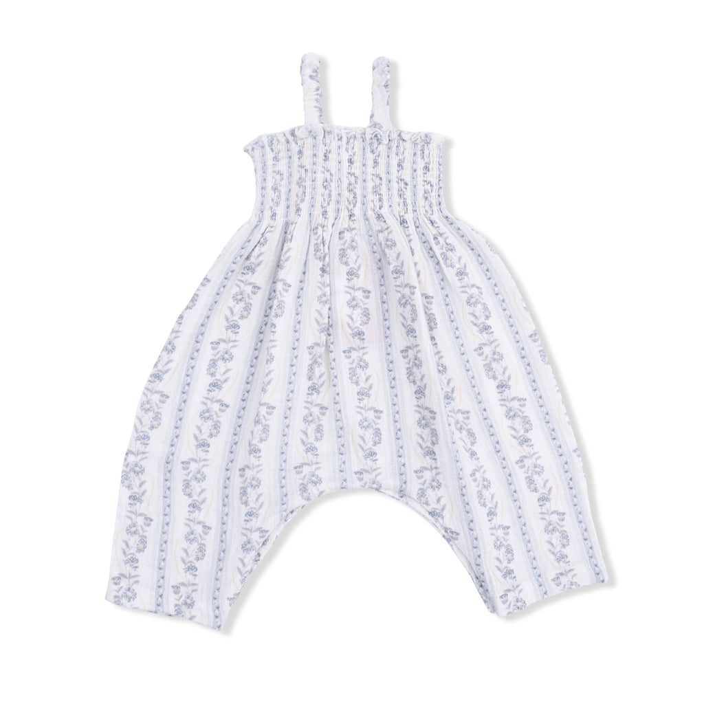 Angel Dear Smocked Romper, Kimberly Floral Stripe