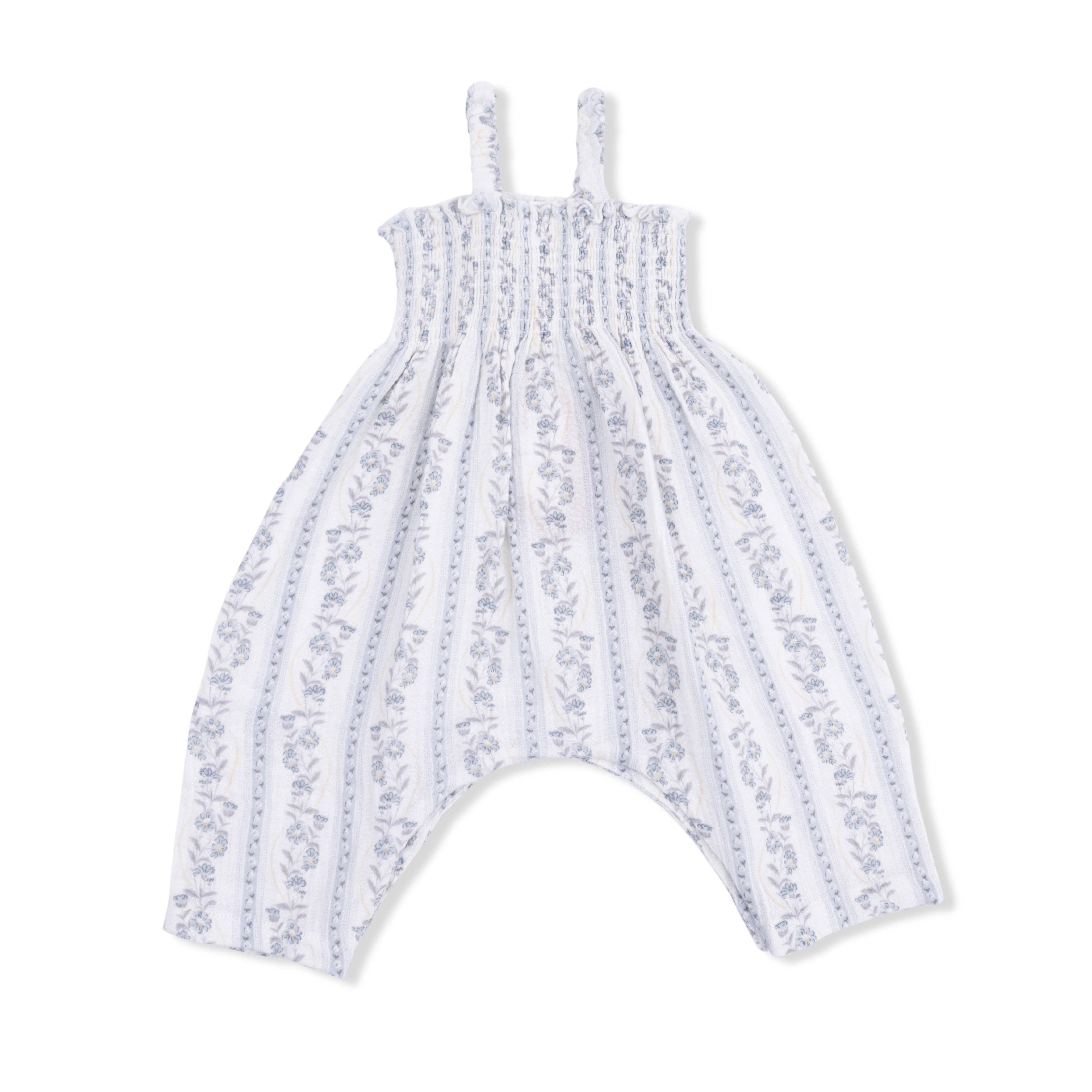 Angel Dear Smocked Romper, Kimberly Floral Stripe