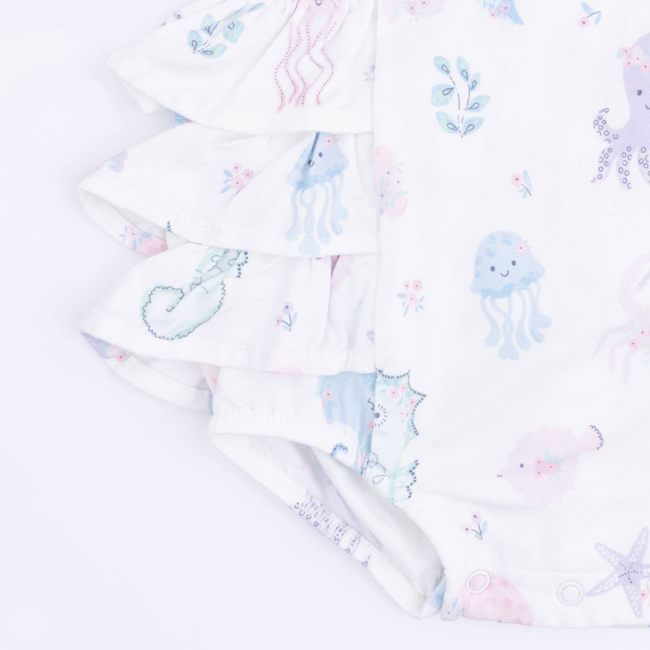 Angel Dear Ruffle Sunsuit, Floral Sea Creatures