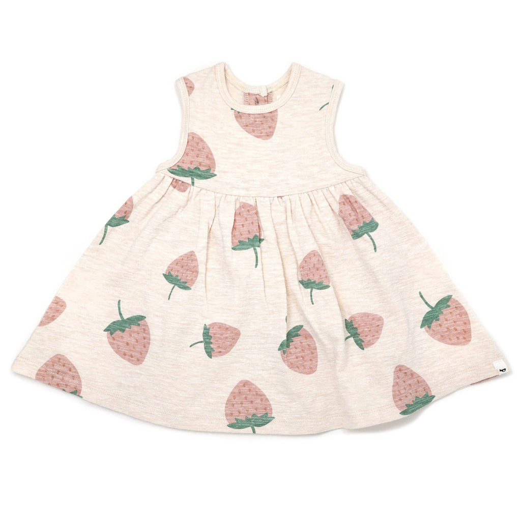 oh baby! Strawberry Print Slub Tank Dress, Sand Heather