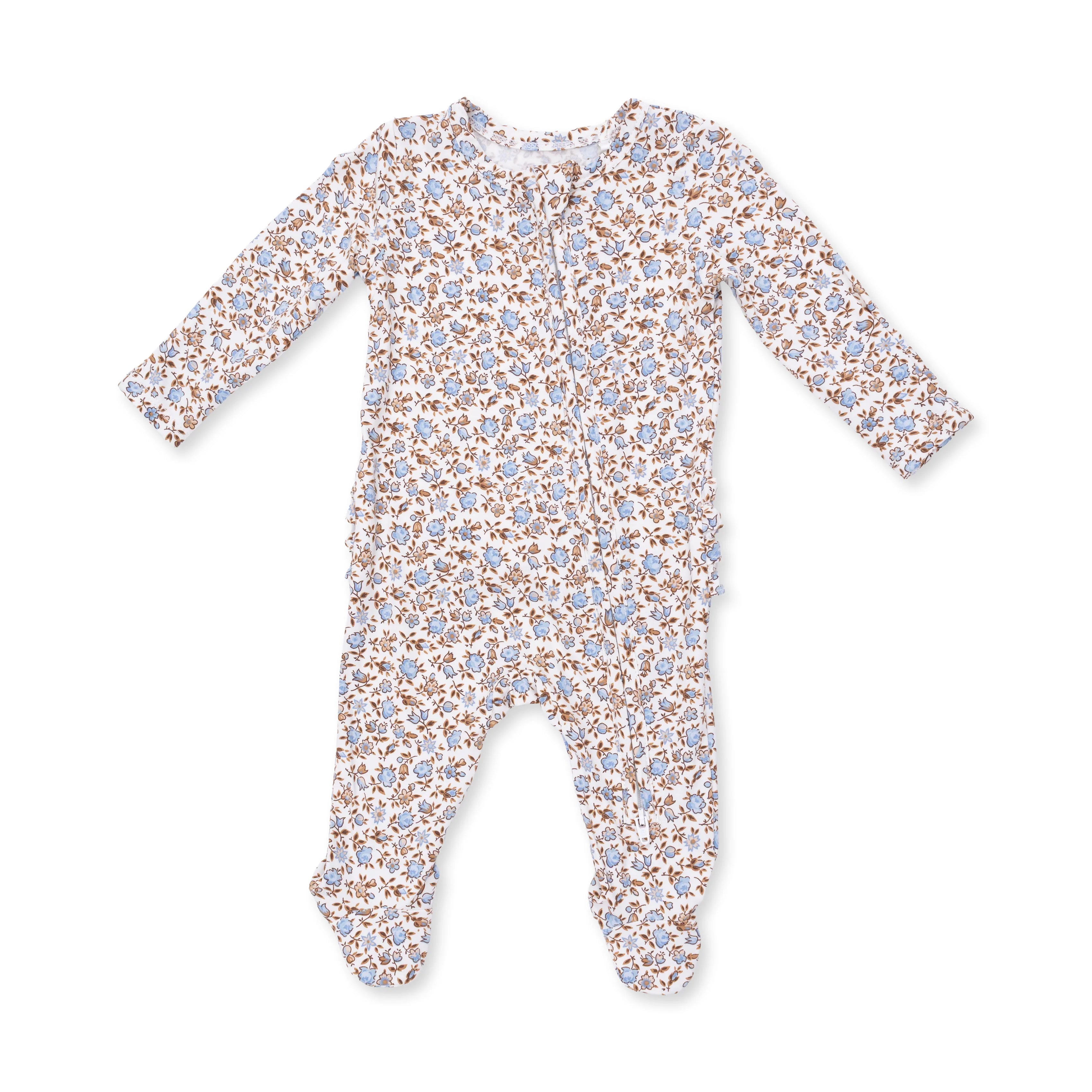 Angel Dear 2 Way Ruffle Back Zipper Footie, Hazel Floral