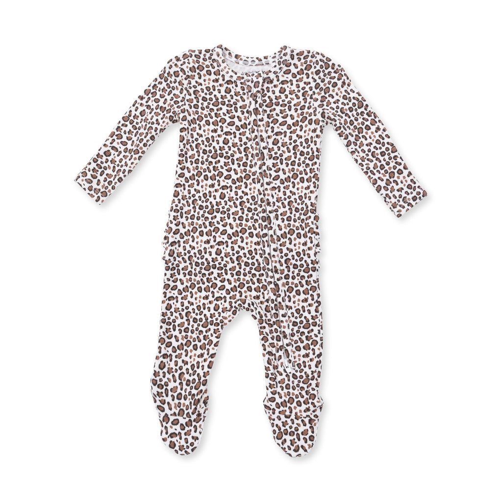 Angel Dear 2 Way Ruffle Back Zipper Footie, Leopard Rib