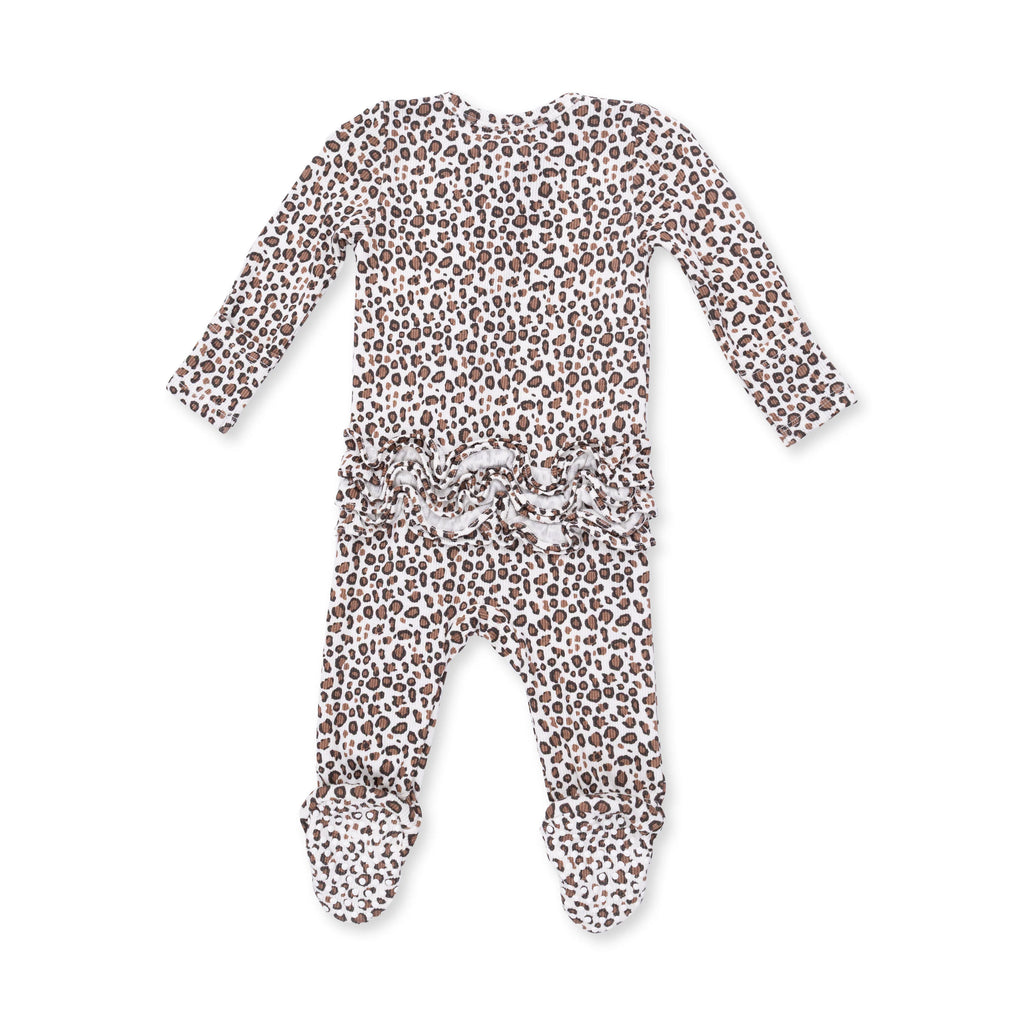 Angel Dear 2 Way Ruffle Back Zipper Footie, Leopard Rib