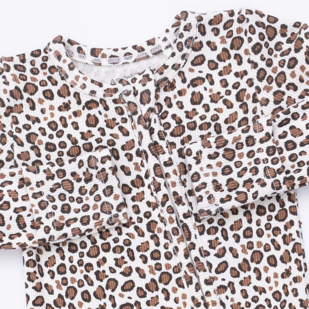 Angel Dear 2 Way Ruffle Back Zipper Footie, Leopard Rib