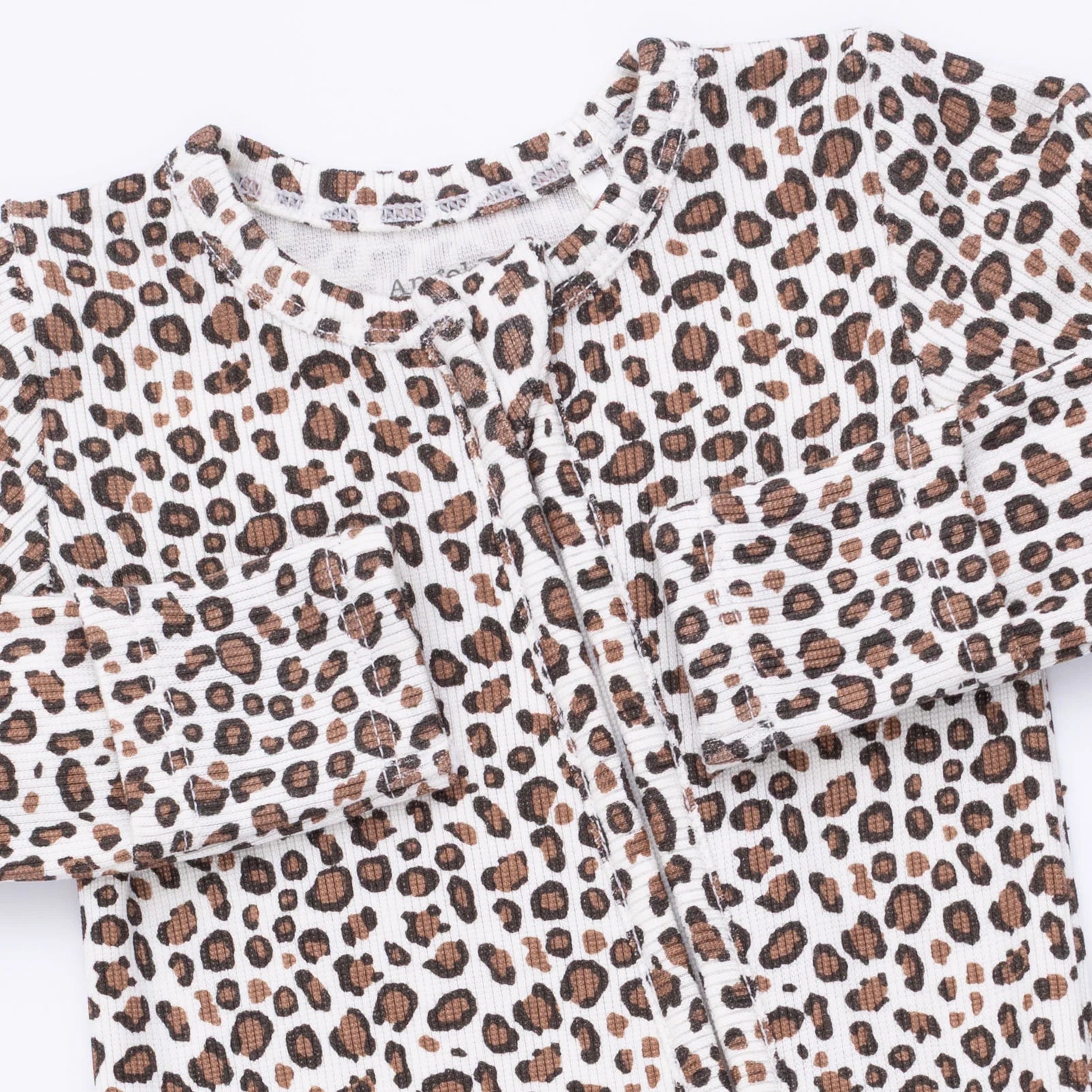 Angel Dear 2 Way Ruffle Back Zipper Footie, Leopard Rib
