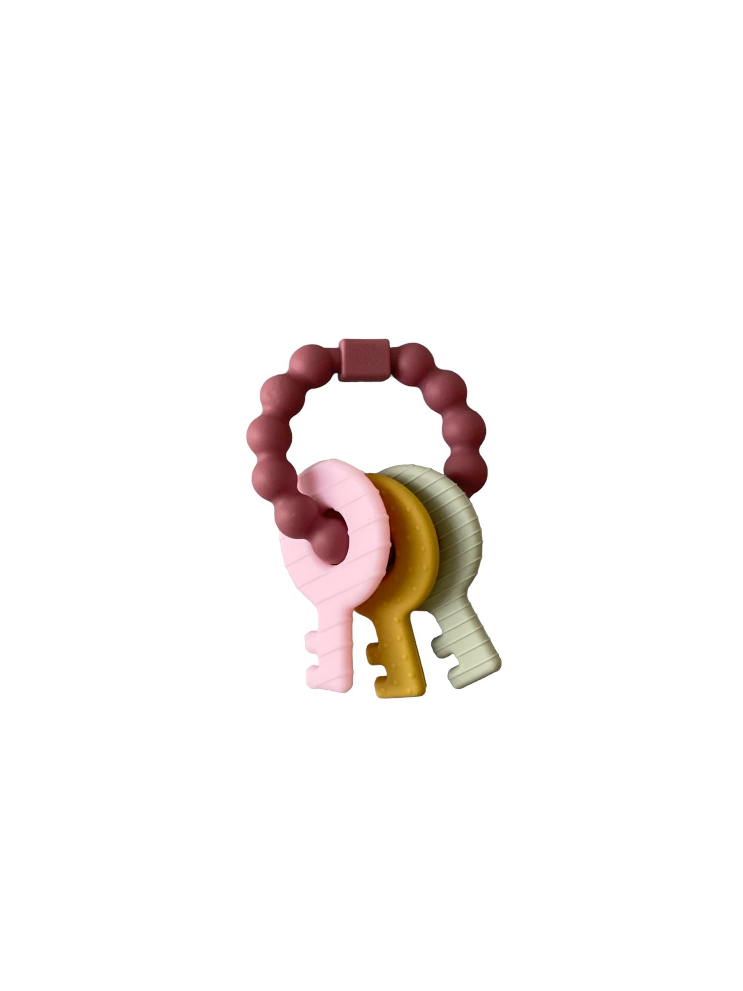 Three Hearts Key Rattle Teether, Mauve