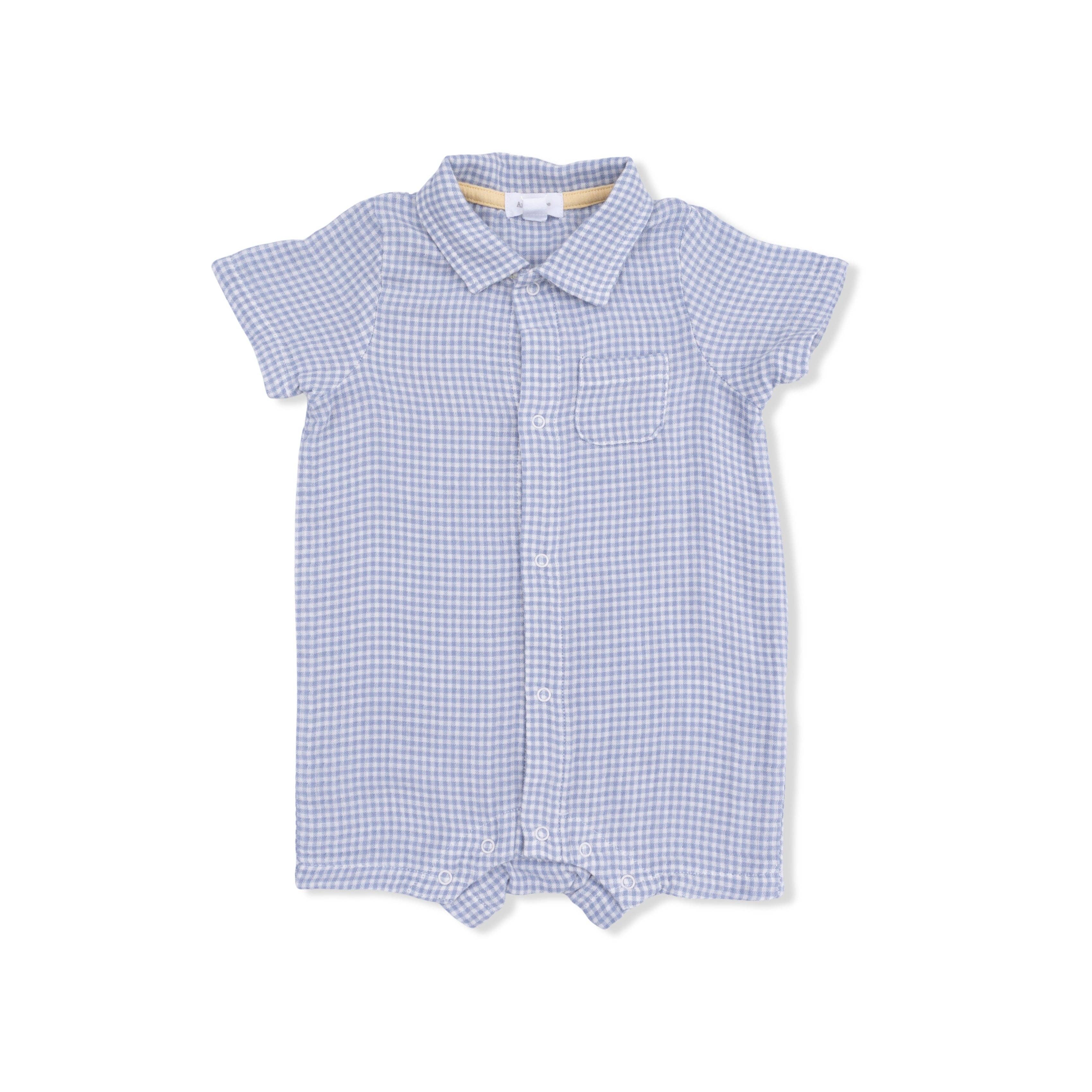 Angel Dear Polo Shortie, Micro Gingham Blue Blizzard