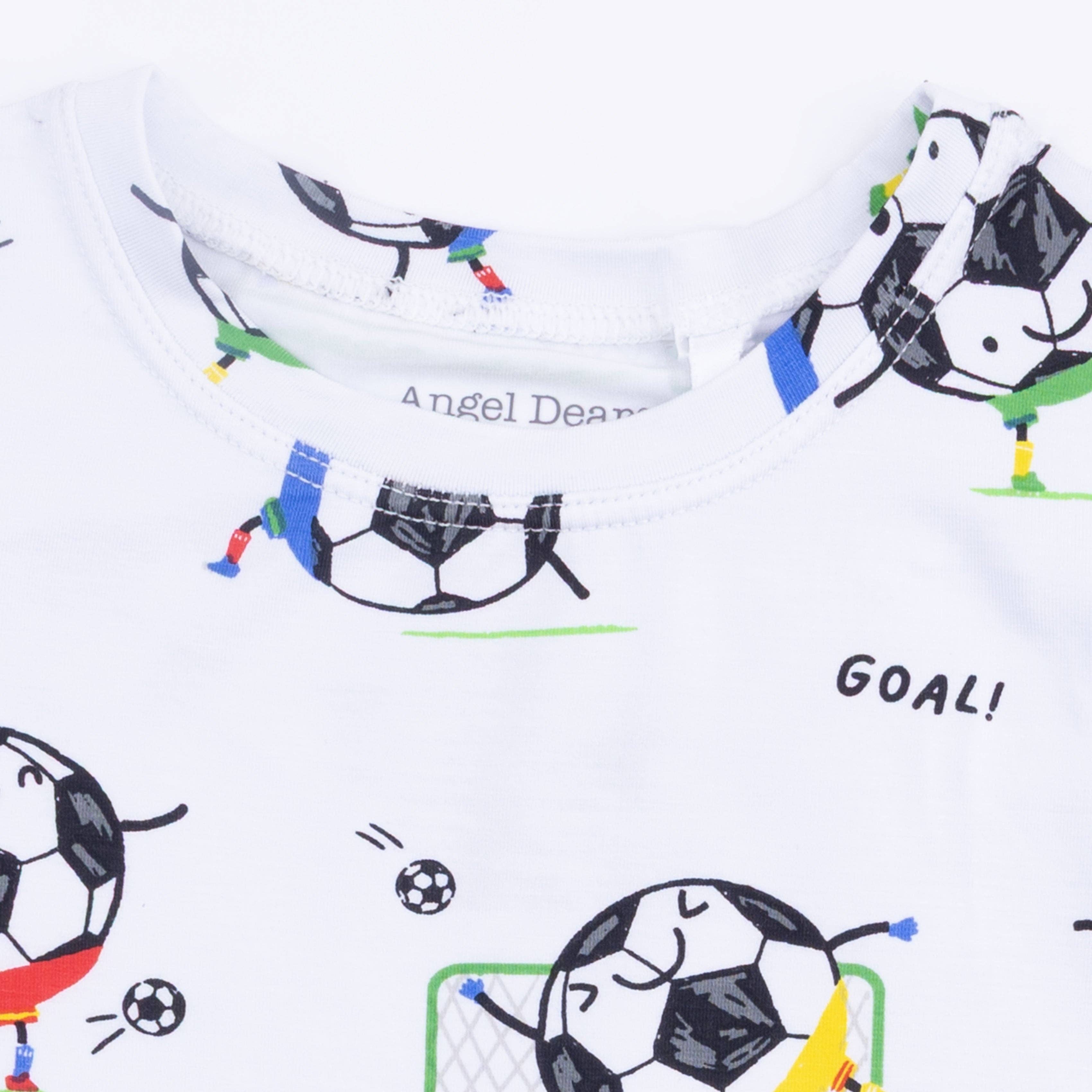 Angel Dear Loungewear Short Set, Soccer Balls Playing Soccer, Blue