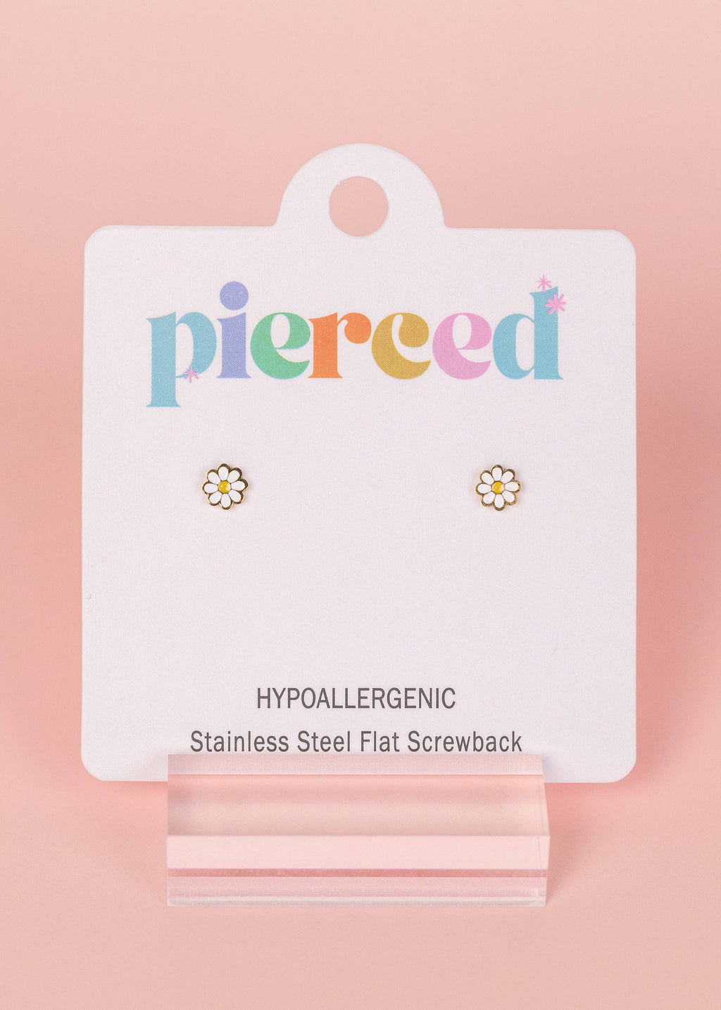 Pierced Co Tiny White Daisy Earrings