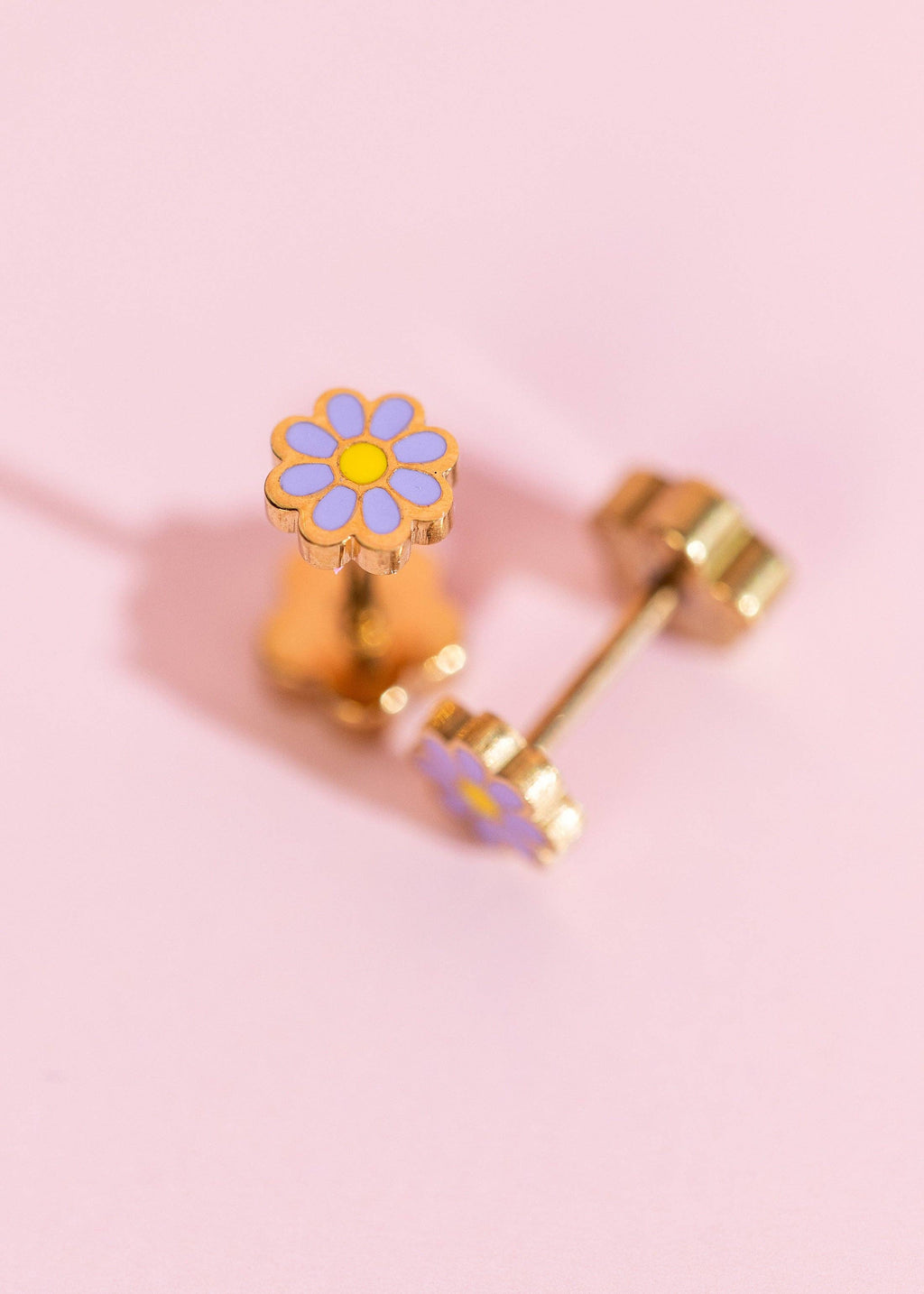 Pierced Co Tiny Periwinkle Daisy Earrings