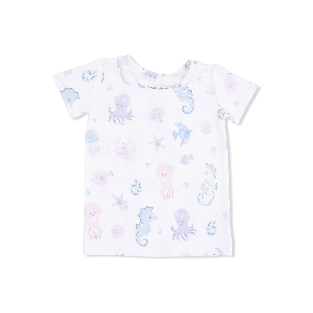 Angel Dear Loungewear Short Set, Floral Sea Creatures