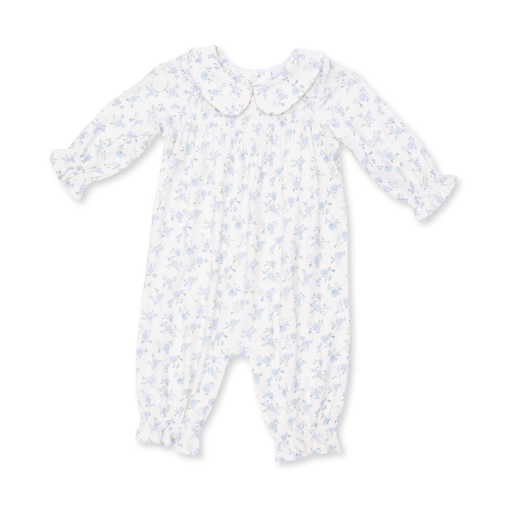 Angel Dear Smocked Long Sleeve Romper, Rose Briar