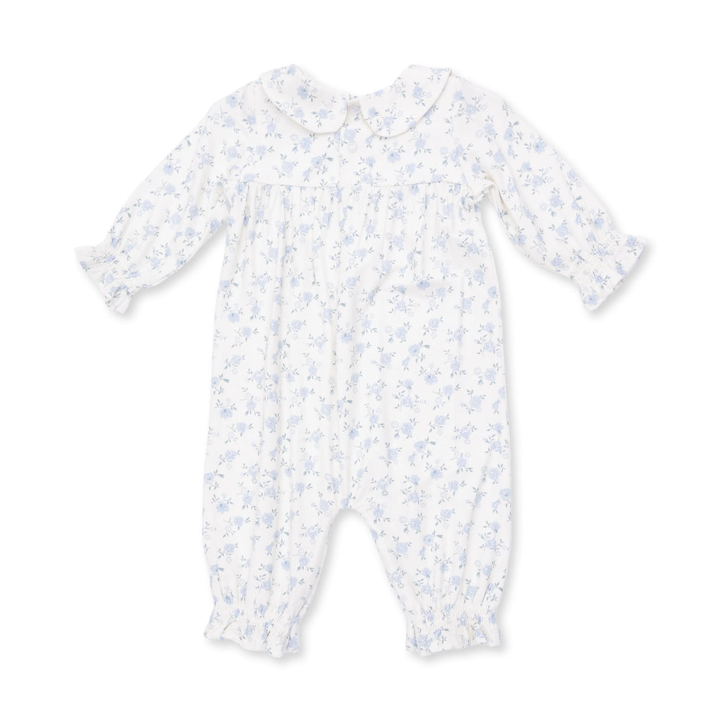 Angel Dear Smocked Long Sleeve Romper, Rose Briar