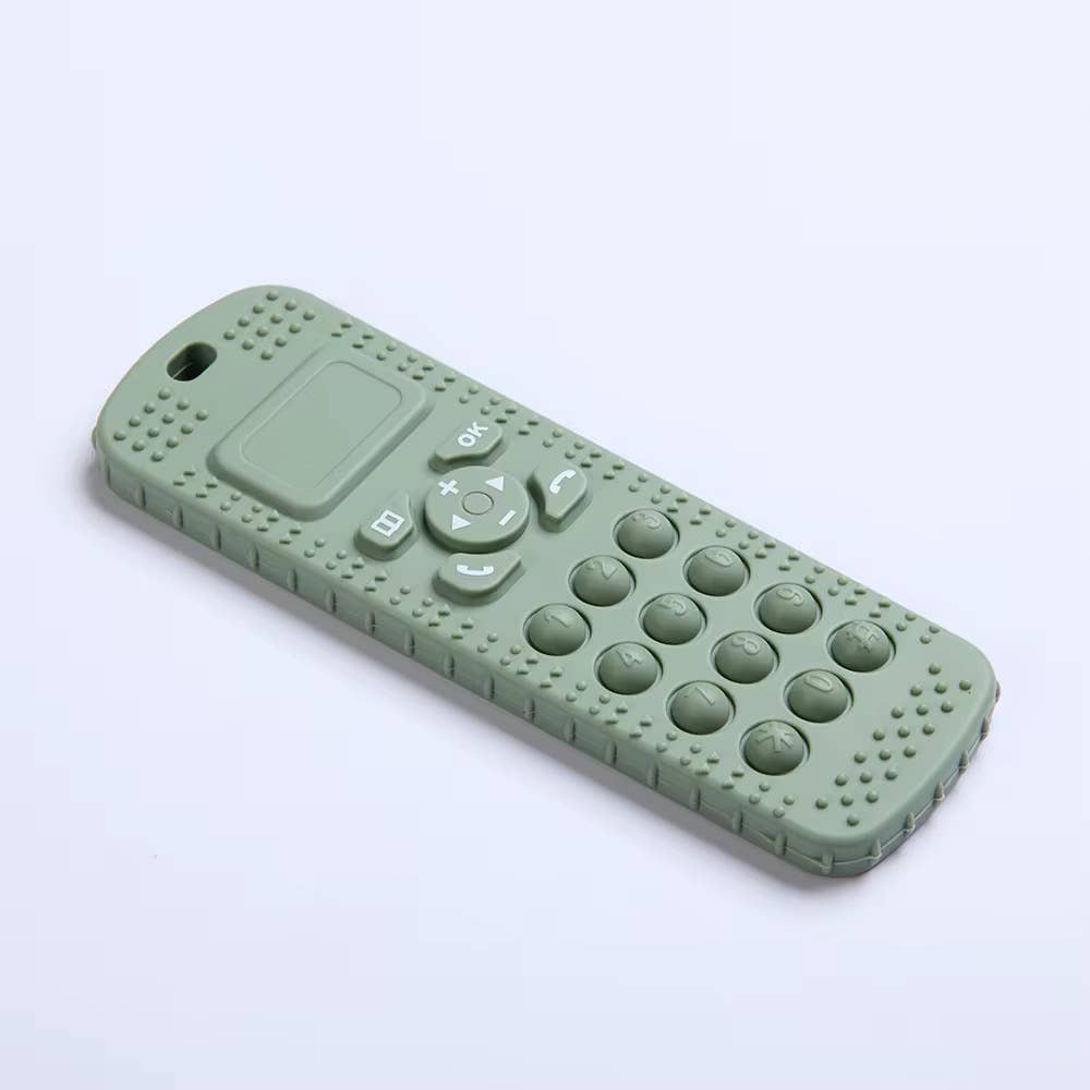 Three Hearts Telephone Silicone Pop-it  Teether, Sage