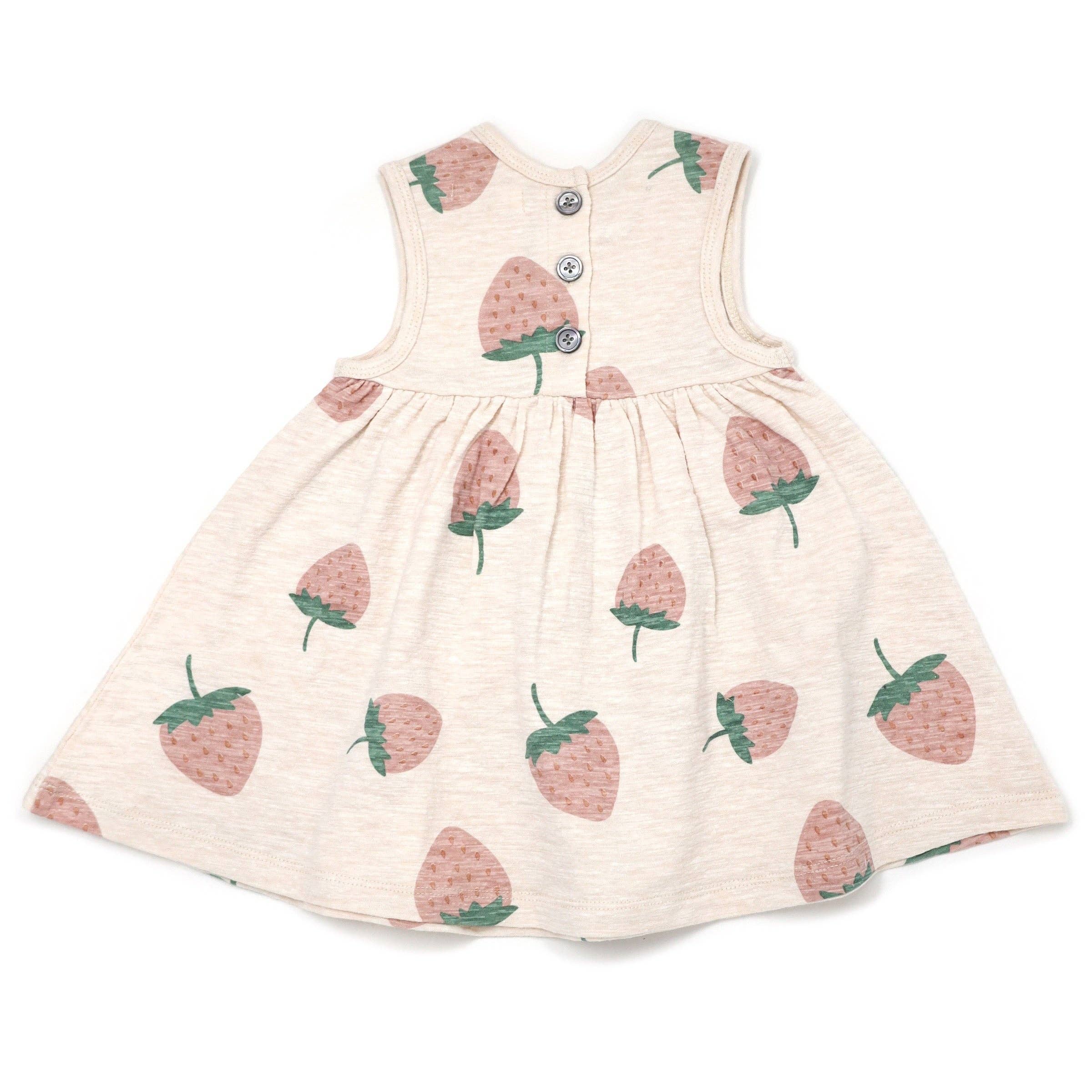 oh baby! Strawberry Print Slub Tank Dress, Sand Heather
