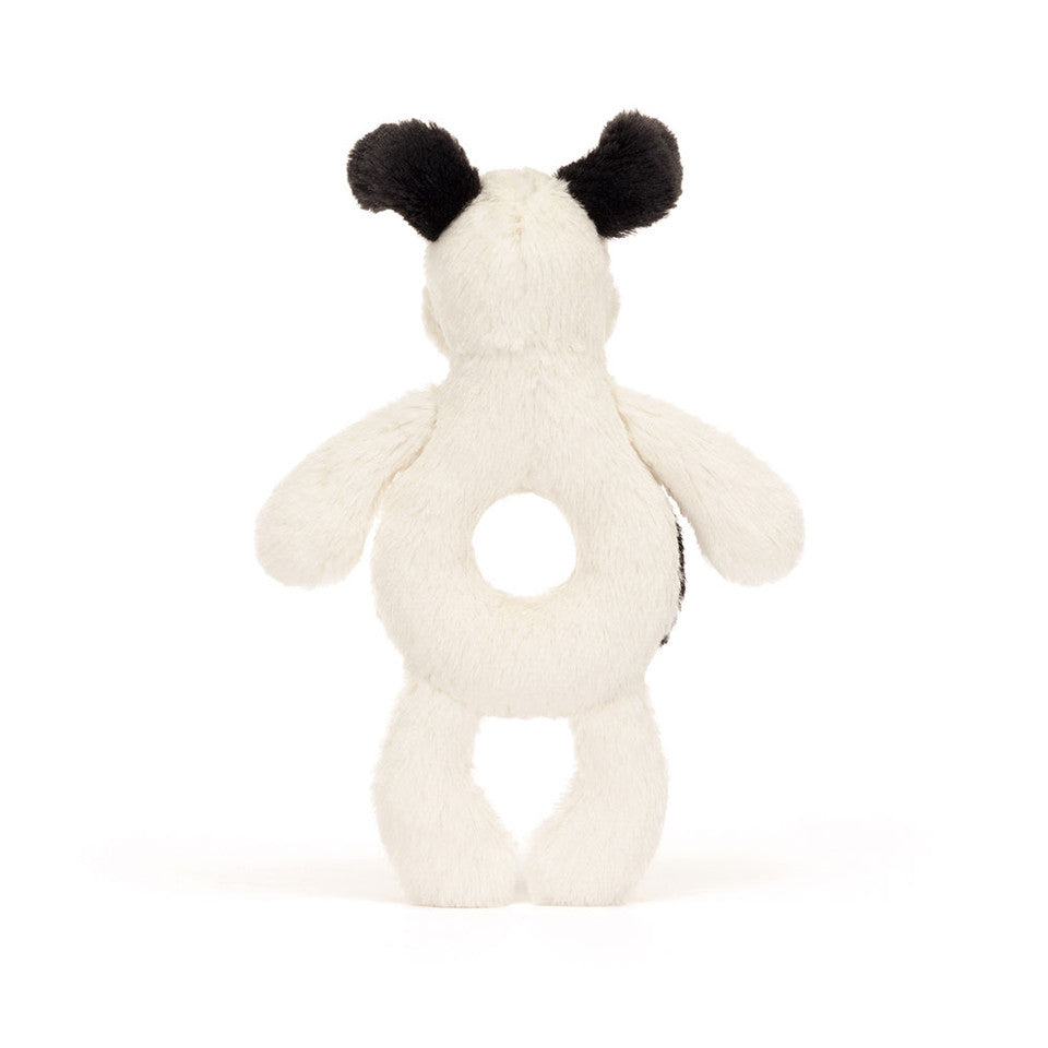 Jellycat Black and Cream Puppy Ring Rattle