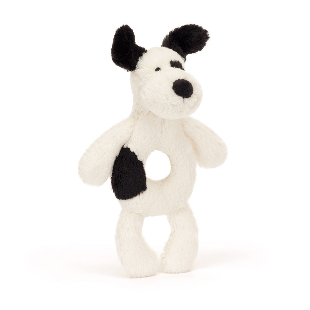 Jellycat Black and Cream Puppy Ring Rattle