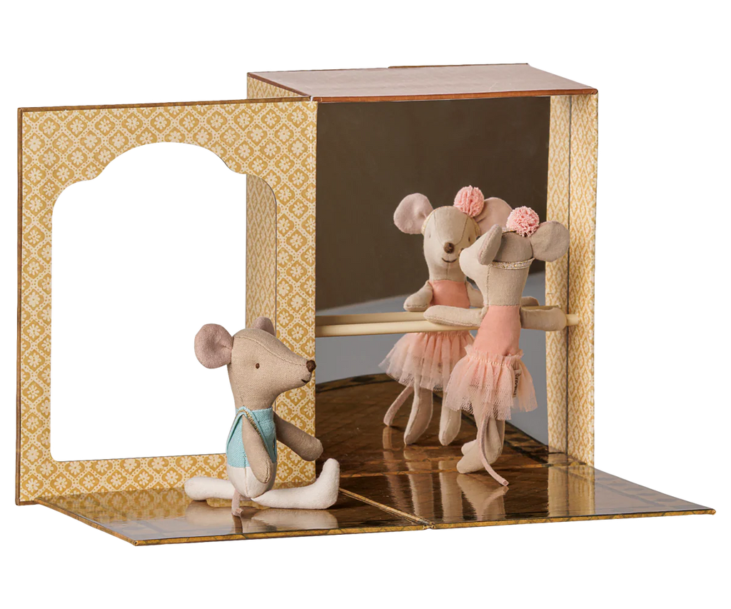 Maileg Ballet Mice in Dance Studio, Little Sister and Brother