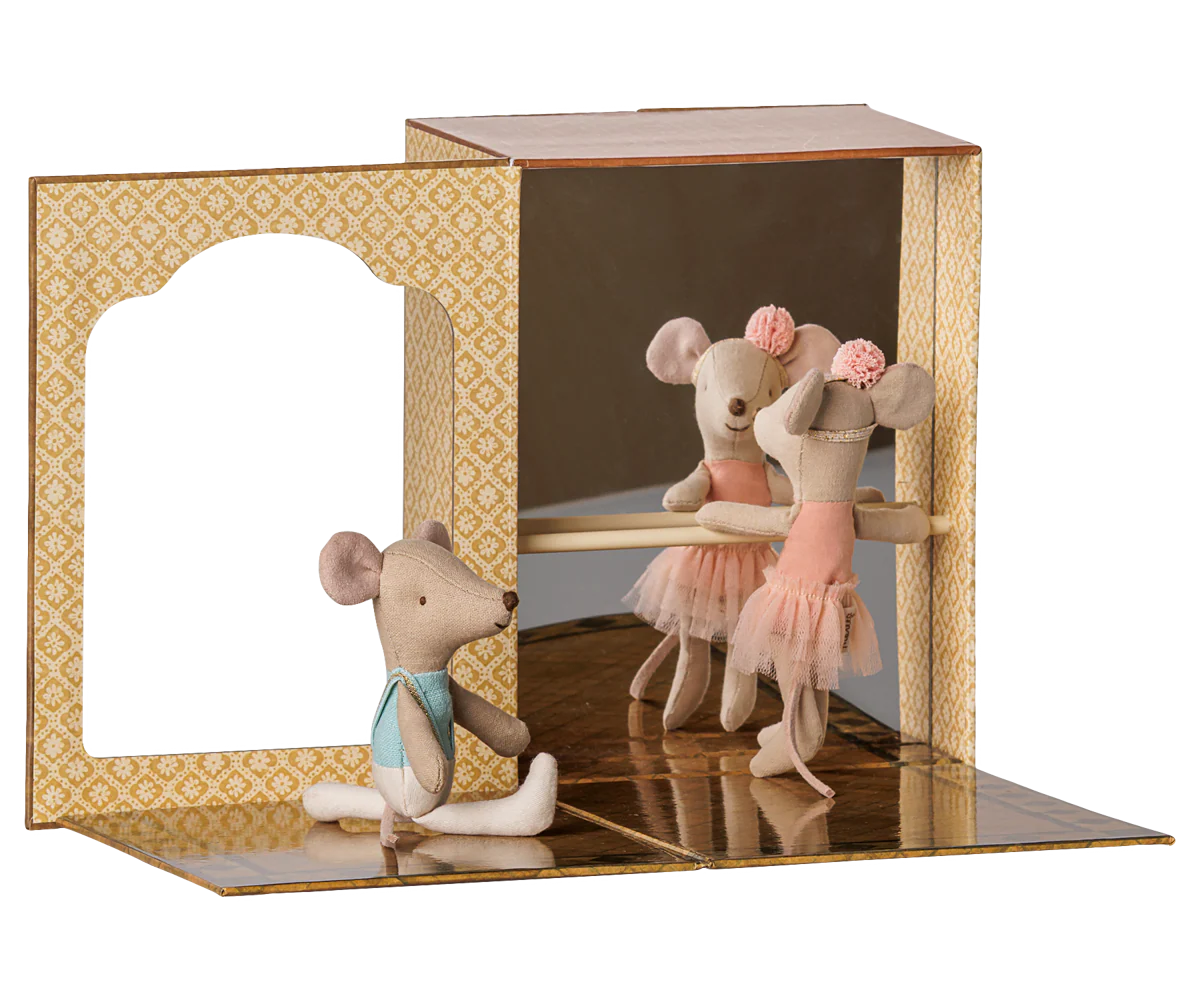 Maileg Ballet Mice in Dance Studio, Little Sister and Brother