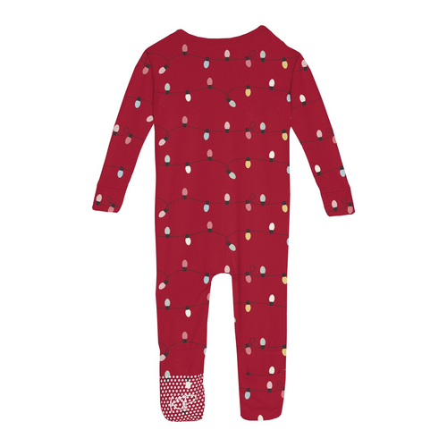Kickee Pants Print Convertible Coverall, Crimson Holiday Lights