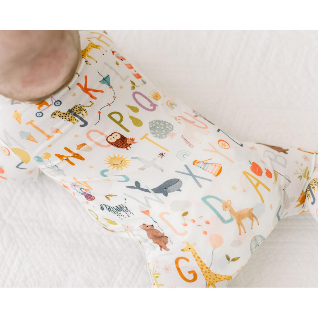 Kickee Pants Print Footie with 2 Way Zipper, Animal Alphabet