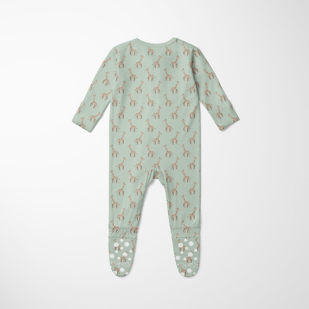 Kickee Pants Print Footie with 2 Way Zipper, Aloe Giraffe