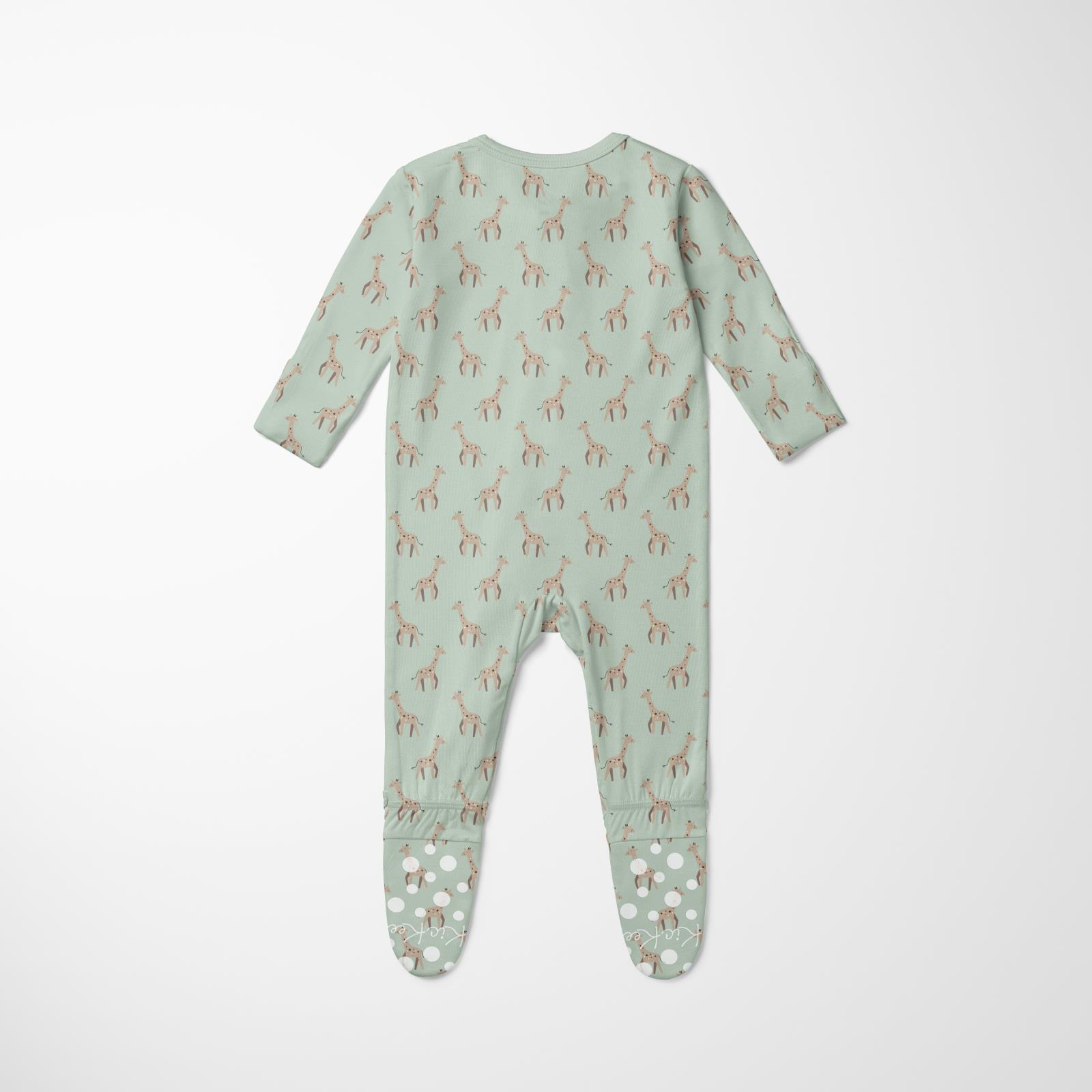Kickee Pants Print Footie with 2 Way Zipper, Aloe Giraffe