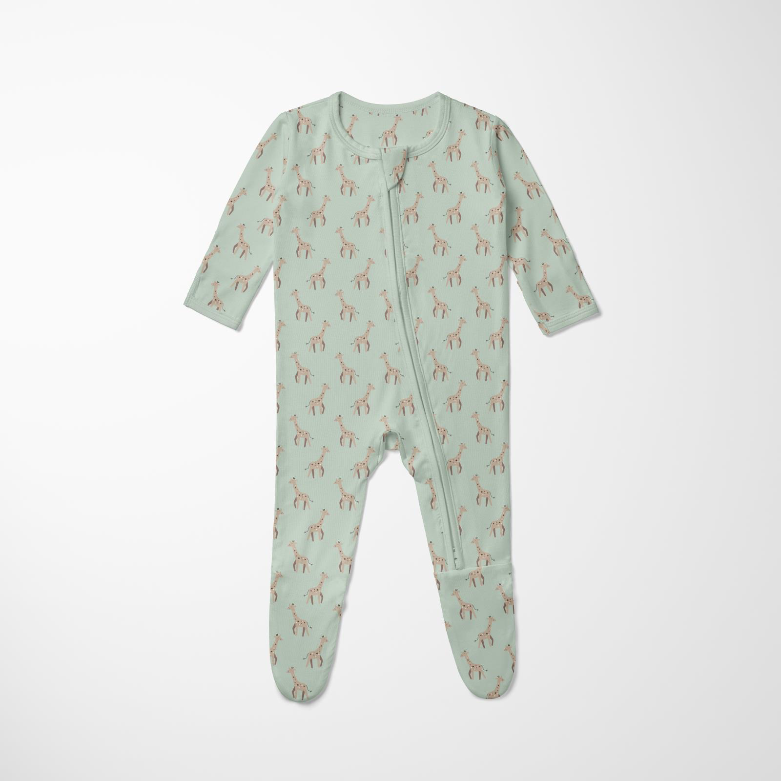 Kickee Pants Print Footie with 2 Way Zipper, Aloe Giraffe