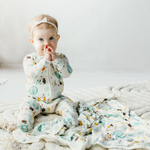 Kickee Pants Print Footie with 2 Way Zipper, Natural Animal Parade